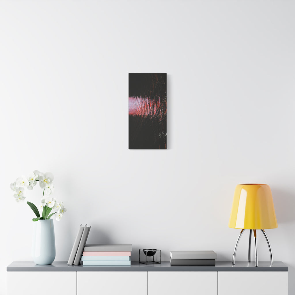 Abstract Reflection Matte Canvas Wall Art — Pink Neon Grid