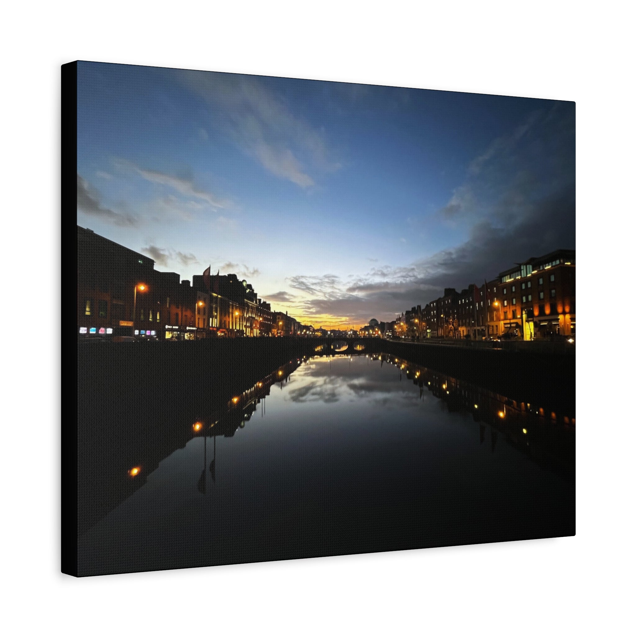 Dublin River Liffey Sunset Matte Canvas Print — Stretched Wall Art