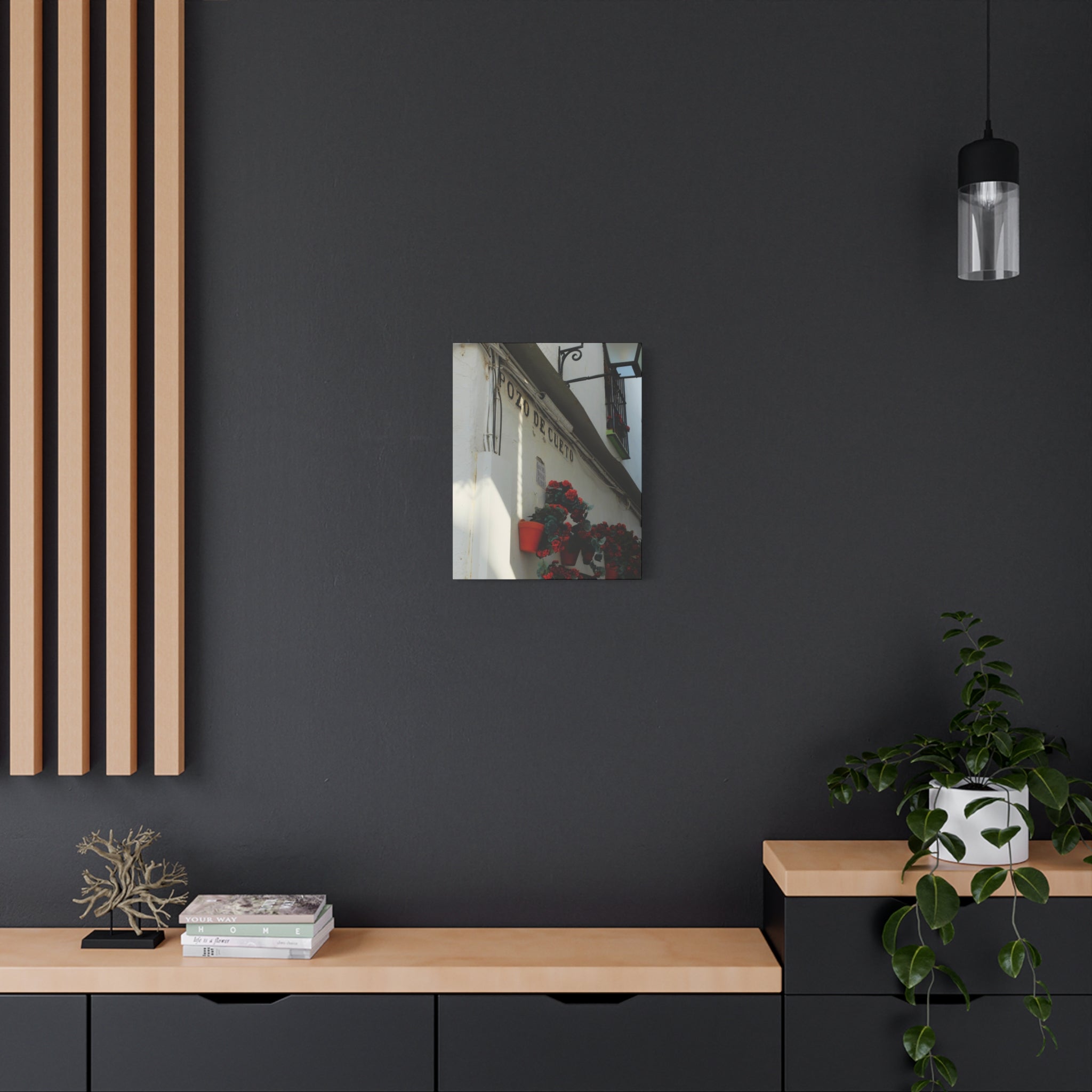 Spanish Street Flowers Canvas Print — 'Pozo de Cueto' Wall Art