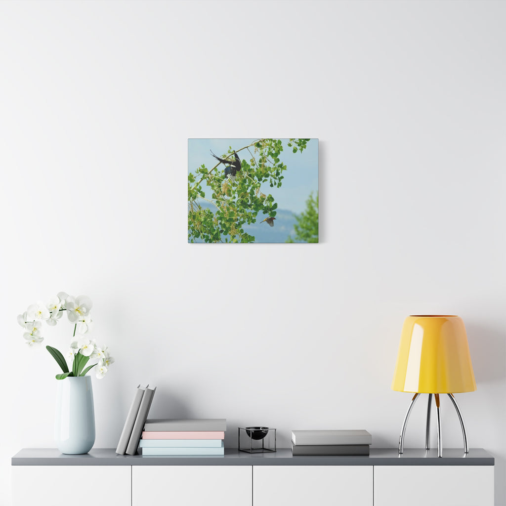 Birds in Flight Matte Canvas Wall Art — Spring Tree Branch Nature Print