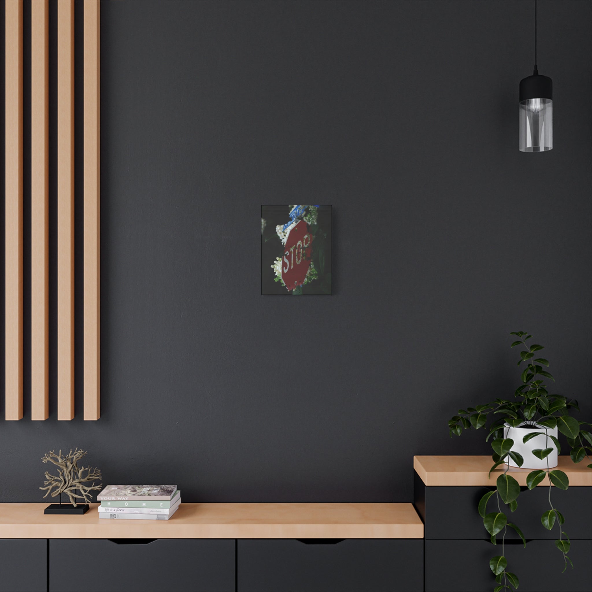 Stop Sign Floral Canvas Print — Matte Stretched Wall Art
