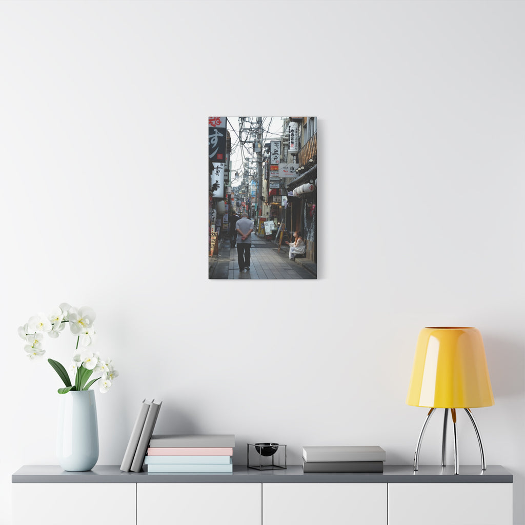 Osaka Alley Street Scene Matte Canvas – Stretched Urban Japan Wall Art
