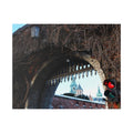 Historic City Arch Canvas Print — European Winter Street Scene Wall Art