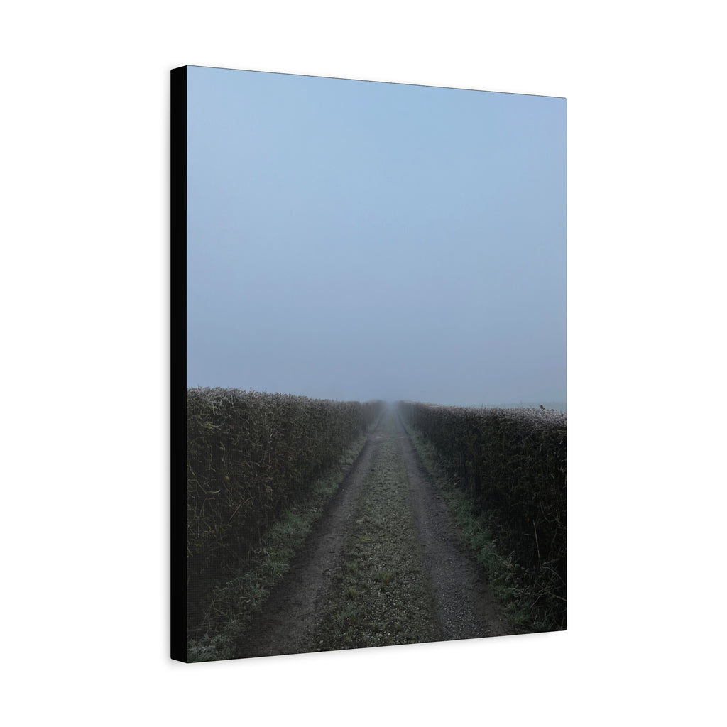 Foggy Country Lane Matte Canvas Wall Art — Stretched 1.25"