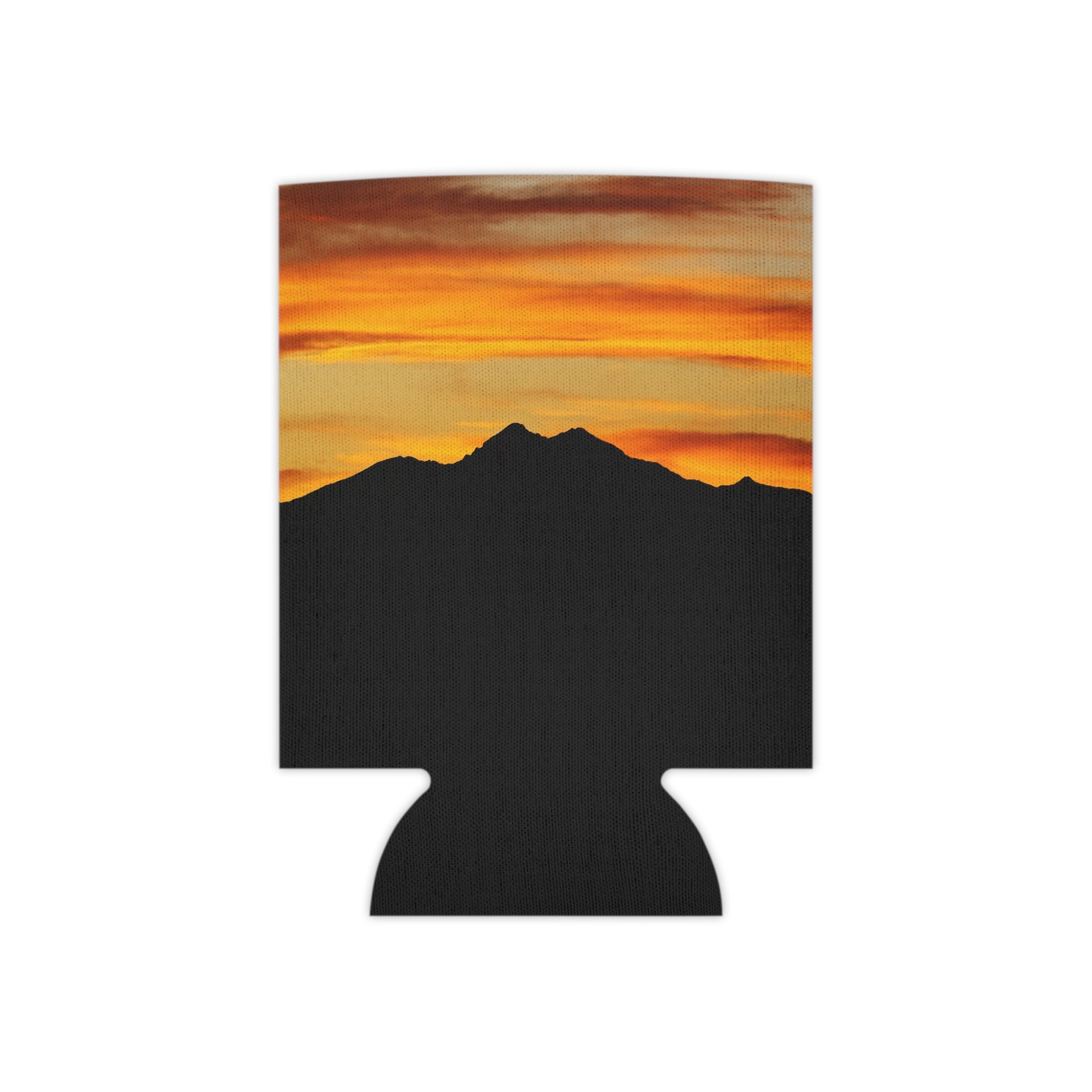 Longs Peak Mountain Silhouette Can Cooler - Scenic Sunset Beverage Koozie