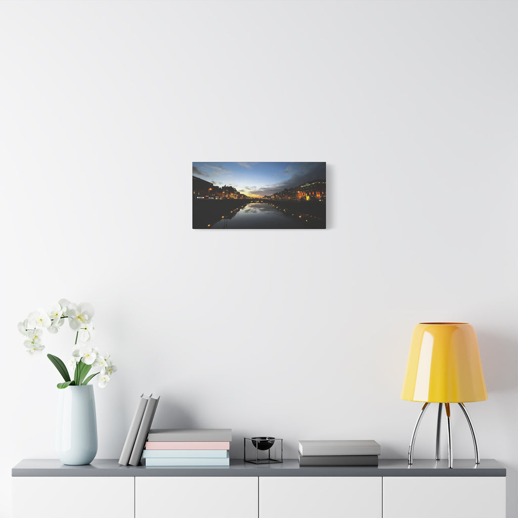 Dublin River Liffey Sunset Matte Canvas Print — Stretched Wall Art