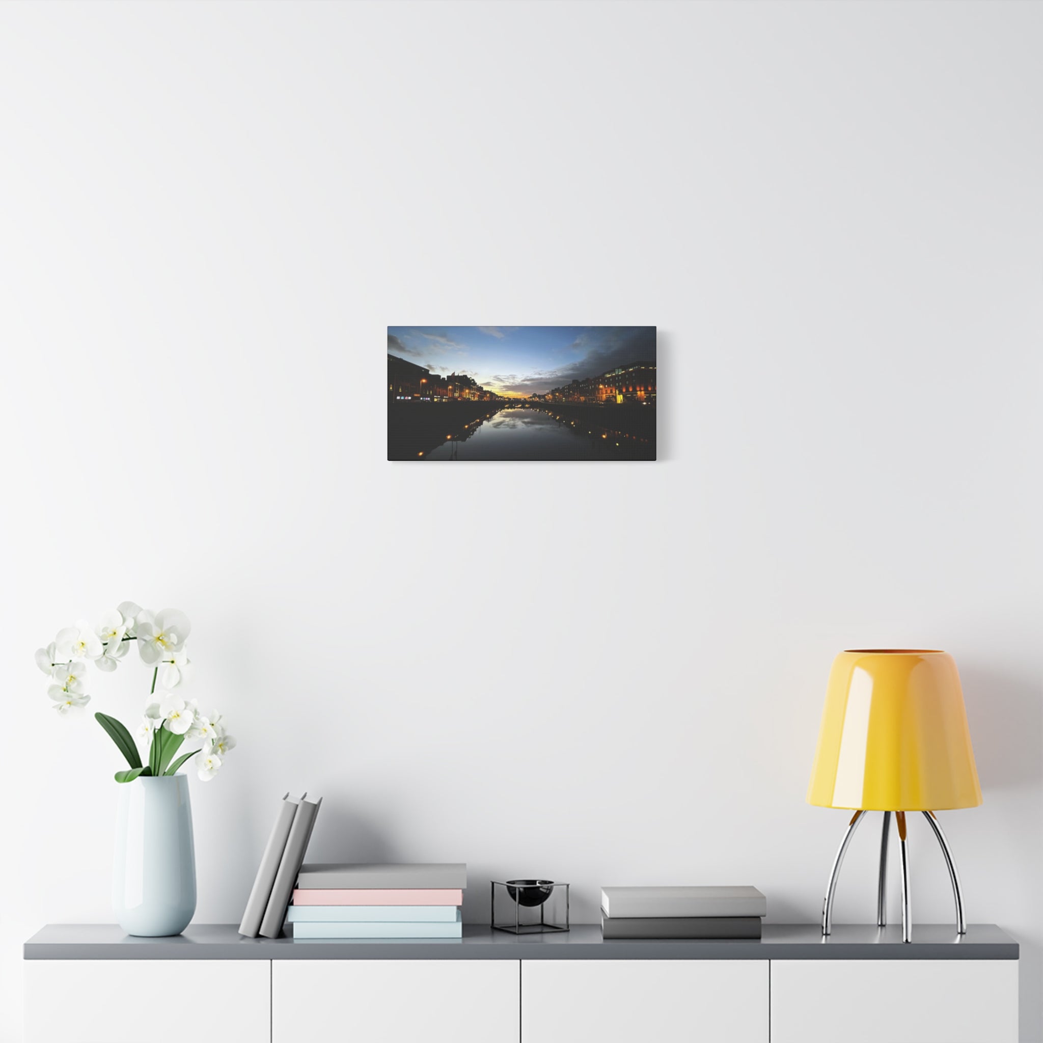 Dublin River Liffey Sunset Matte Canvas Print — Stretched Wall Art