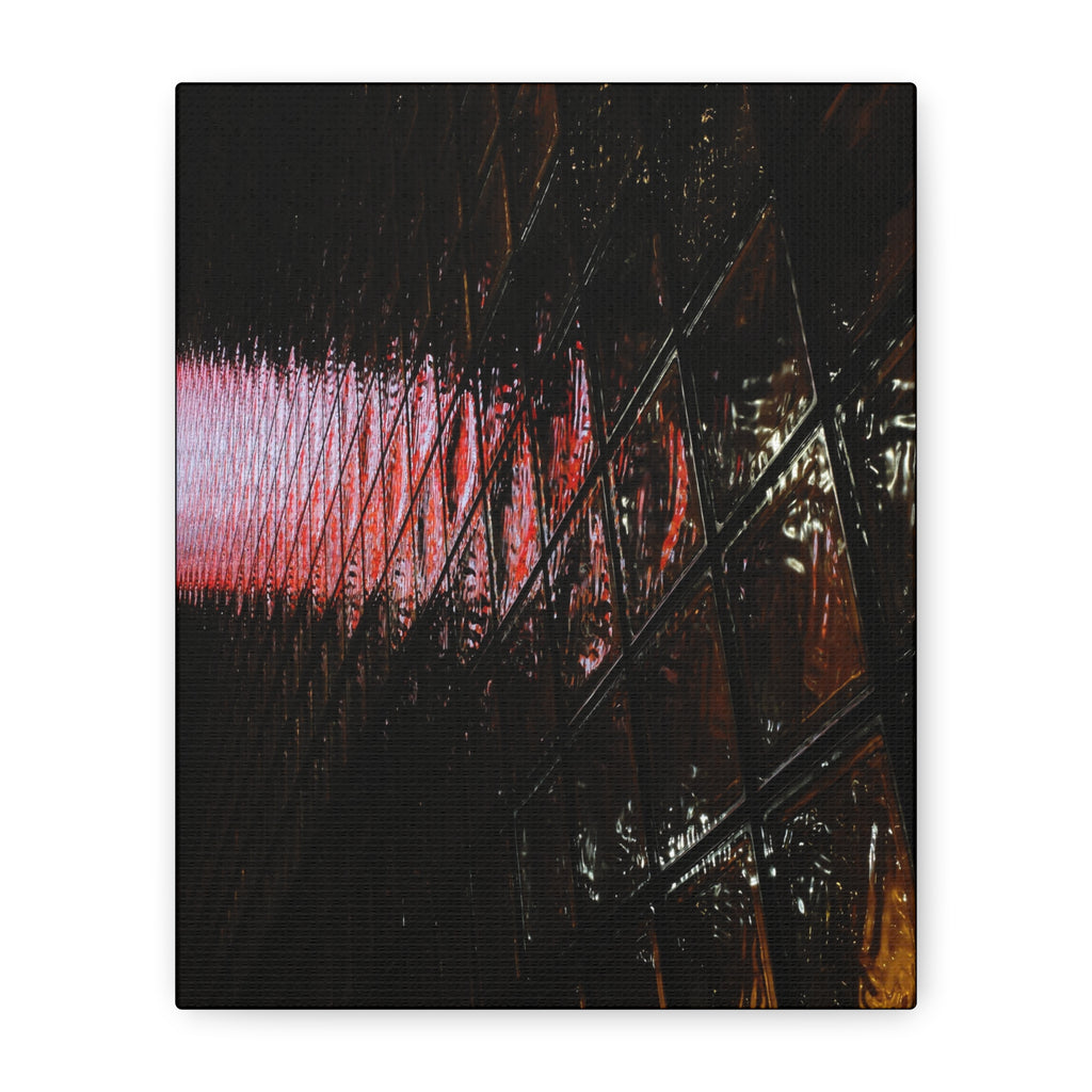 Abstract Reflection Matte Canvas Wall Art — Pink Neon Grid