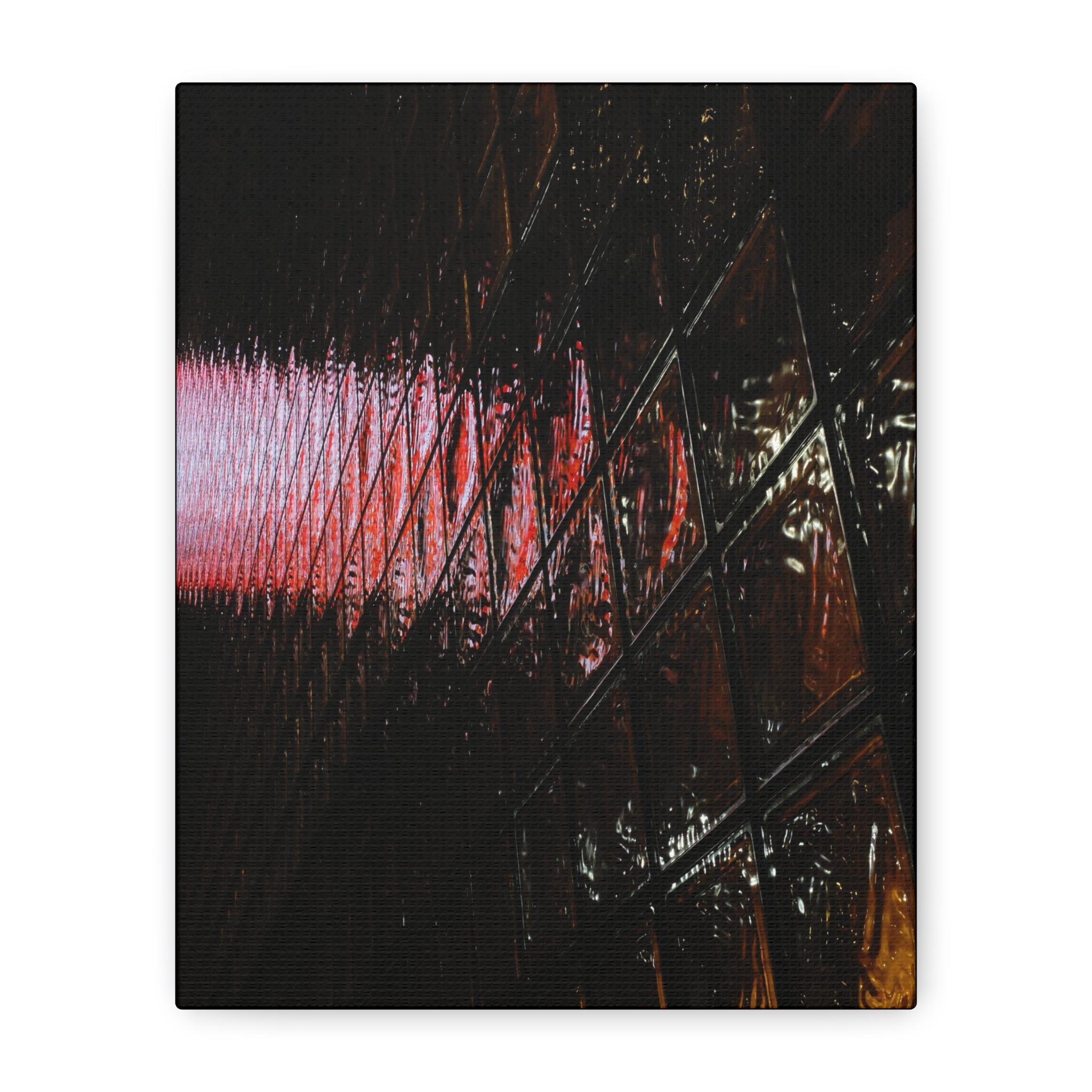 Abstract Reflection Matte Canvas Wall Art — Pink Neon Grid