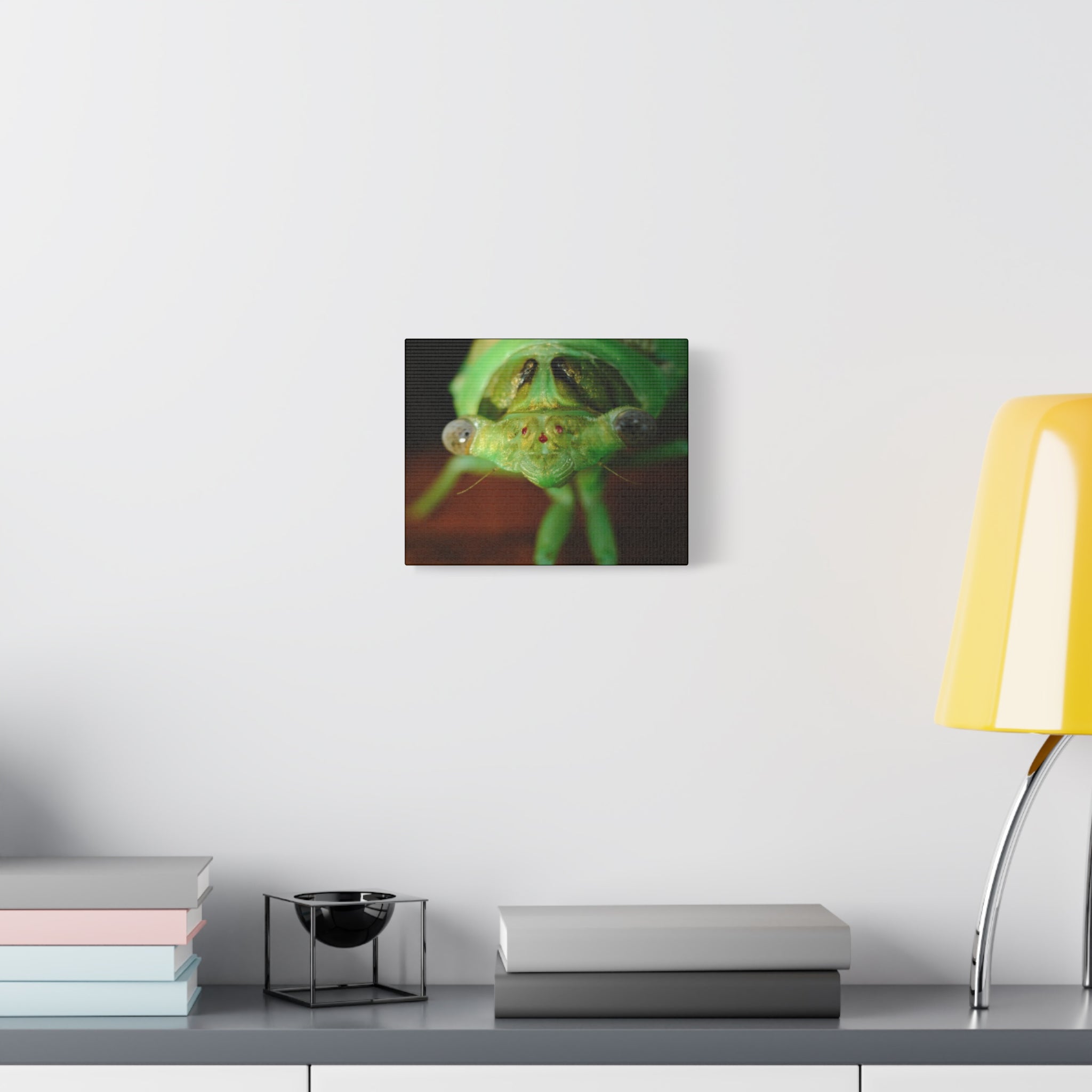 Cute Green Cicada Macro Canvas Print — Close-Up Insect Wall Art
