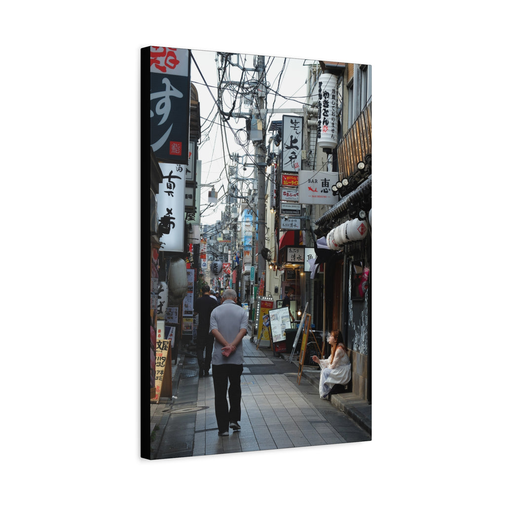 Osaka Alley Street Scene Matte Canvas – Stretched Urban Japan Wall Art