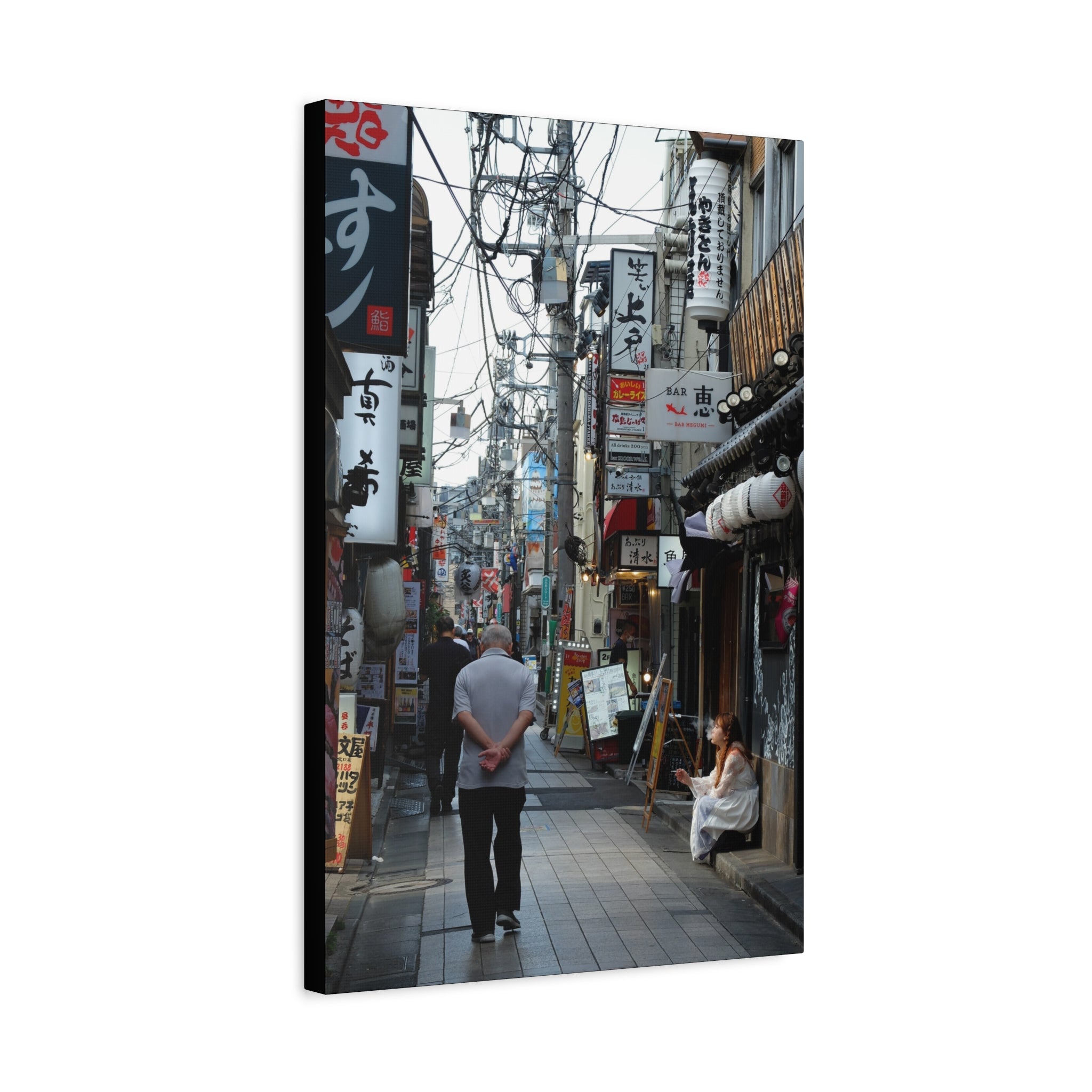 Osaka Alley Street Scene Matte Canvas – Stretched Urban Japan Wall Art