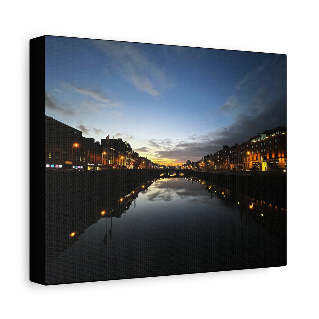 Dublin River Liffey Sunset Matte Canvas Print — Stretched Wall Art