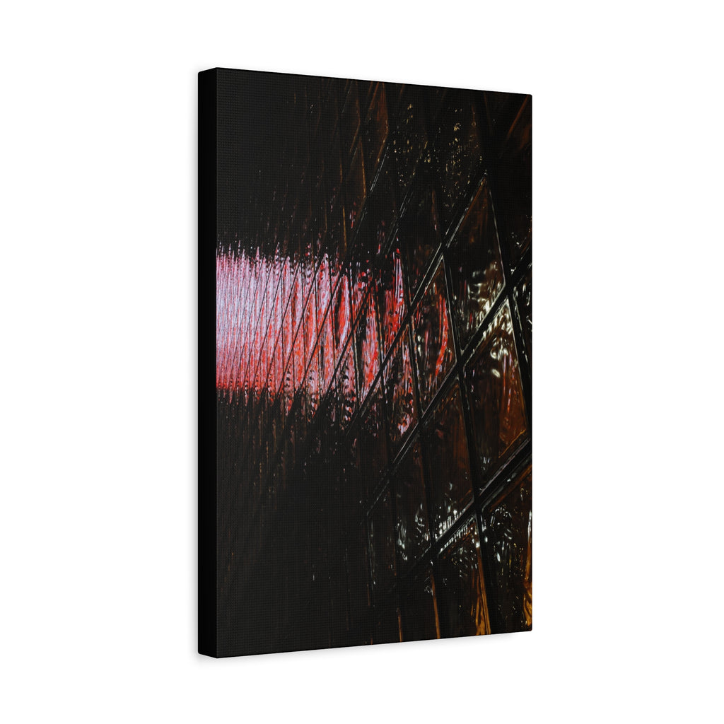 Abstract Reflection Matte Canvas Wall Art — Pink Neon Grid