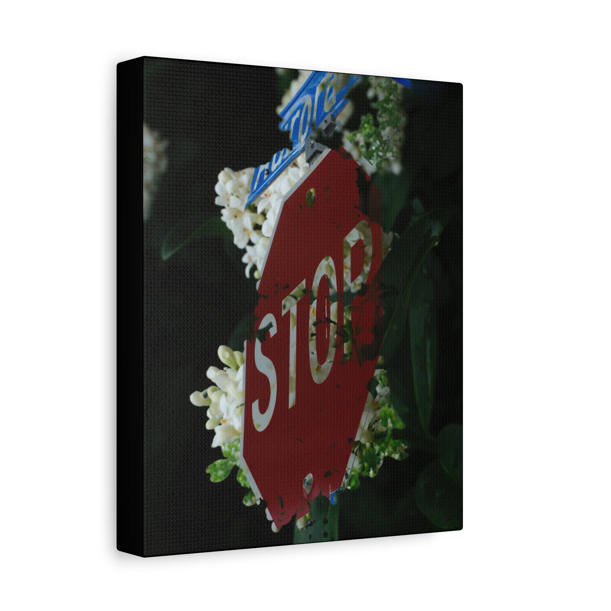 Stop Sign Floral Canvas Print — Matte Stretched Wall Art