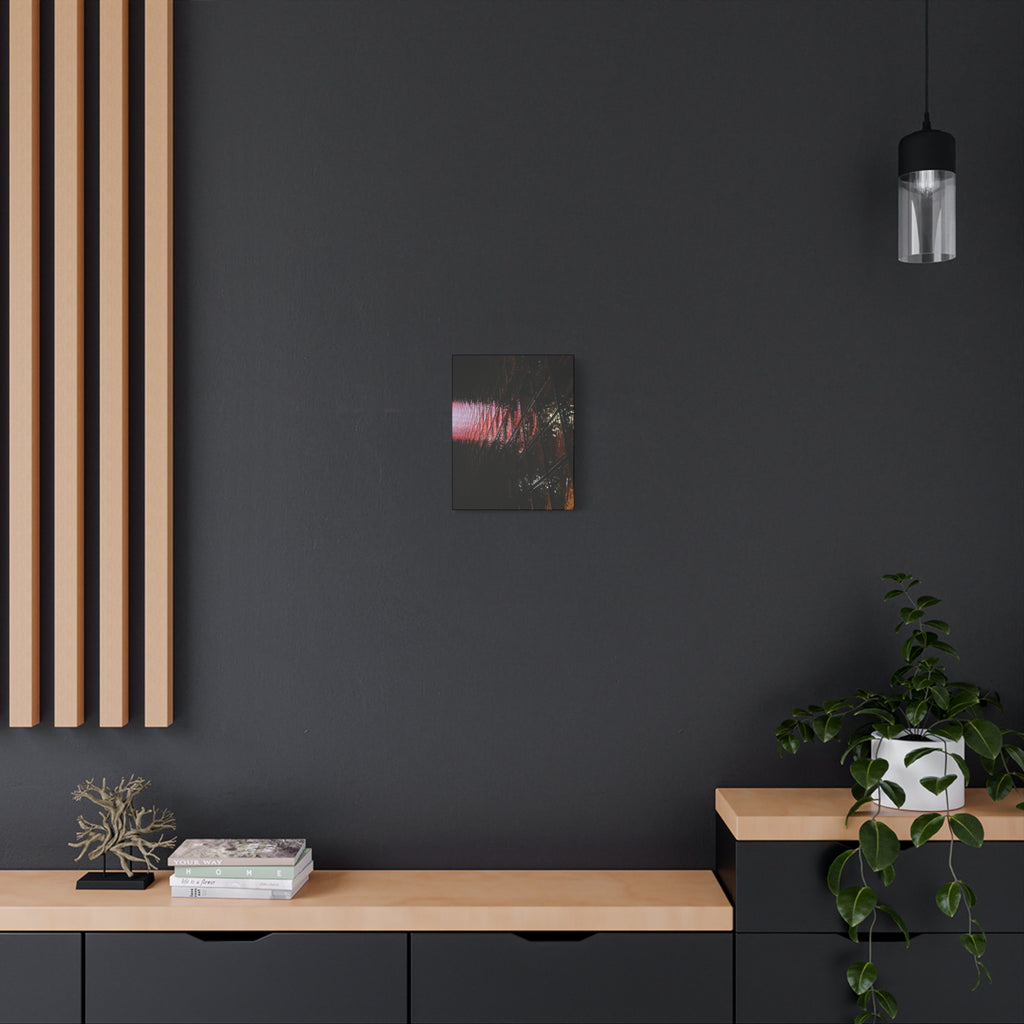 Abstract Reflection Matte Canvas Wall Art — Pink Neon Grid