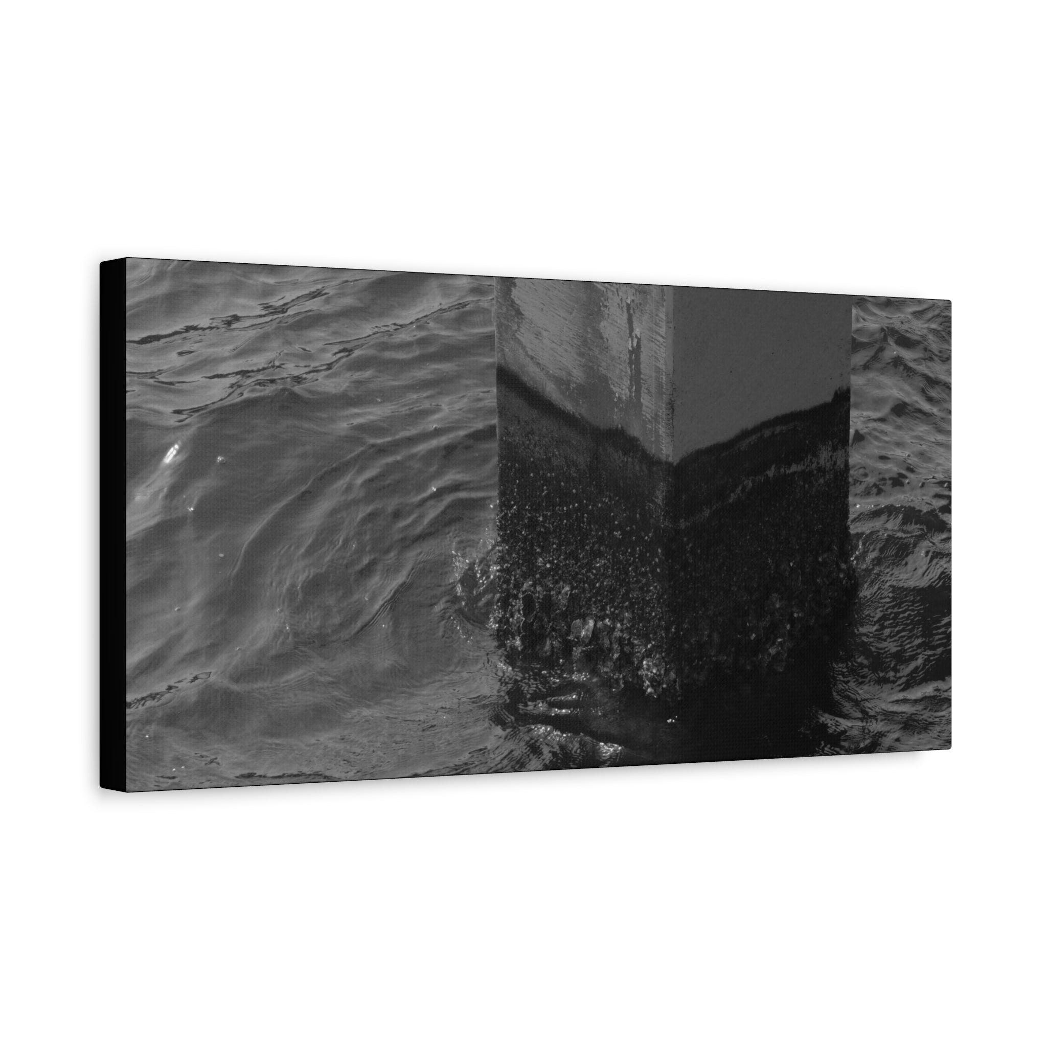 Black & White Pier Pillar Canvas - Matte Stretched Wall Art