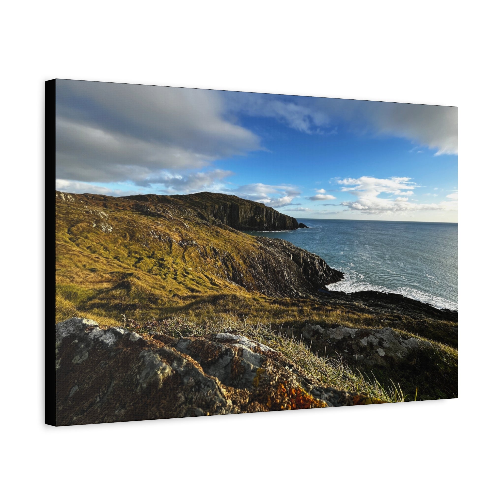 Emerald Isle Coastal Cliff Canvas Print – Seaside Landscape Matte Stretched Wall Art