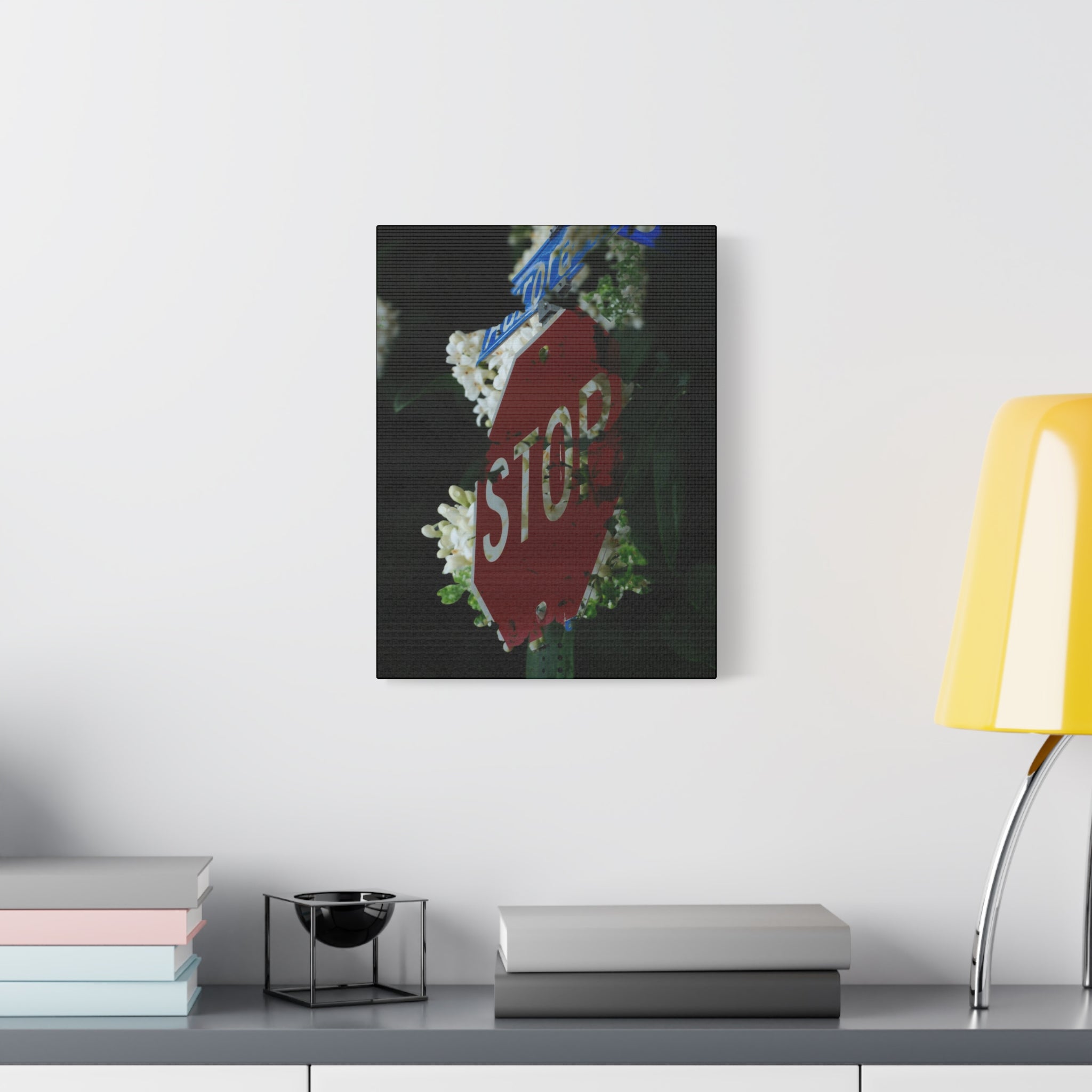 Stop Sign Floral Canvas Print — Matte Stretched Wall Art