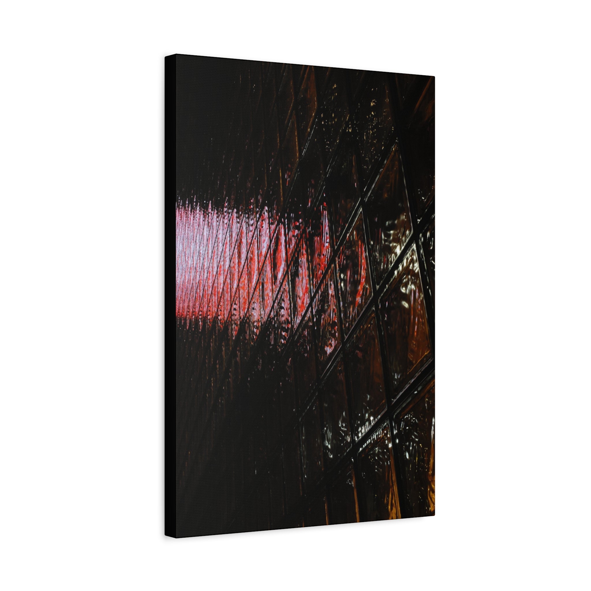 Abstract Reflection Matte Canvas Wall Art — Pink Neon Grid