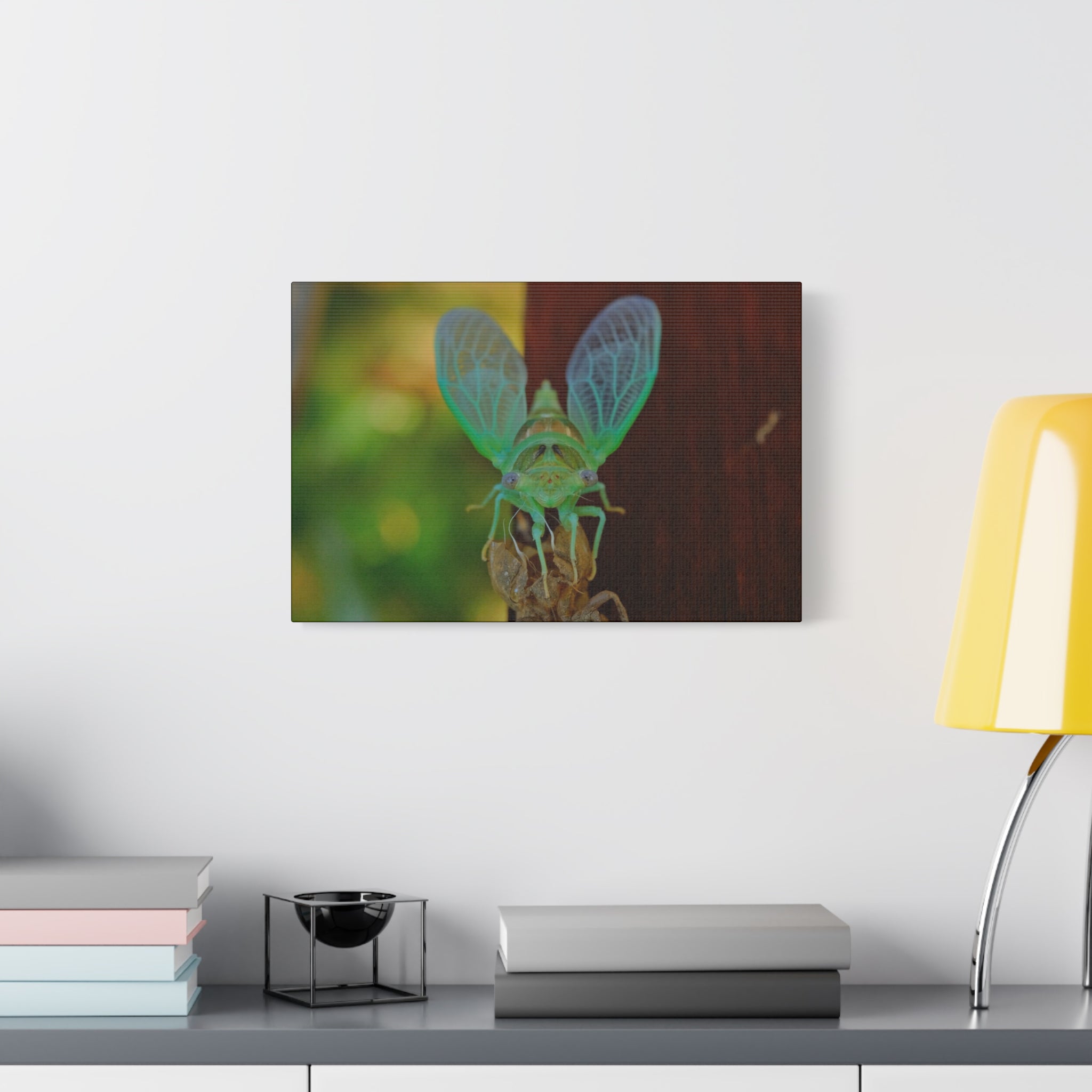 The Cutest Green Cicada Canvas Print - Matte Stretched Wall Art