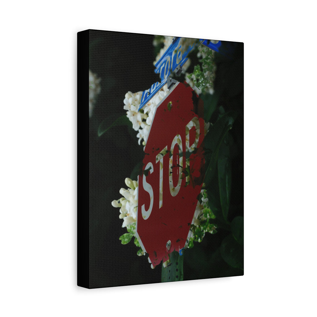 Stop Sign Floral Canvas Print — Matte Stretched Wall Art
