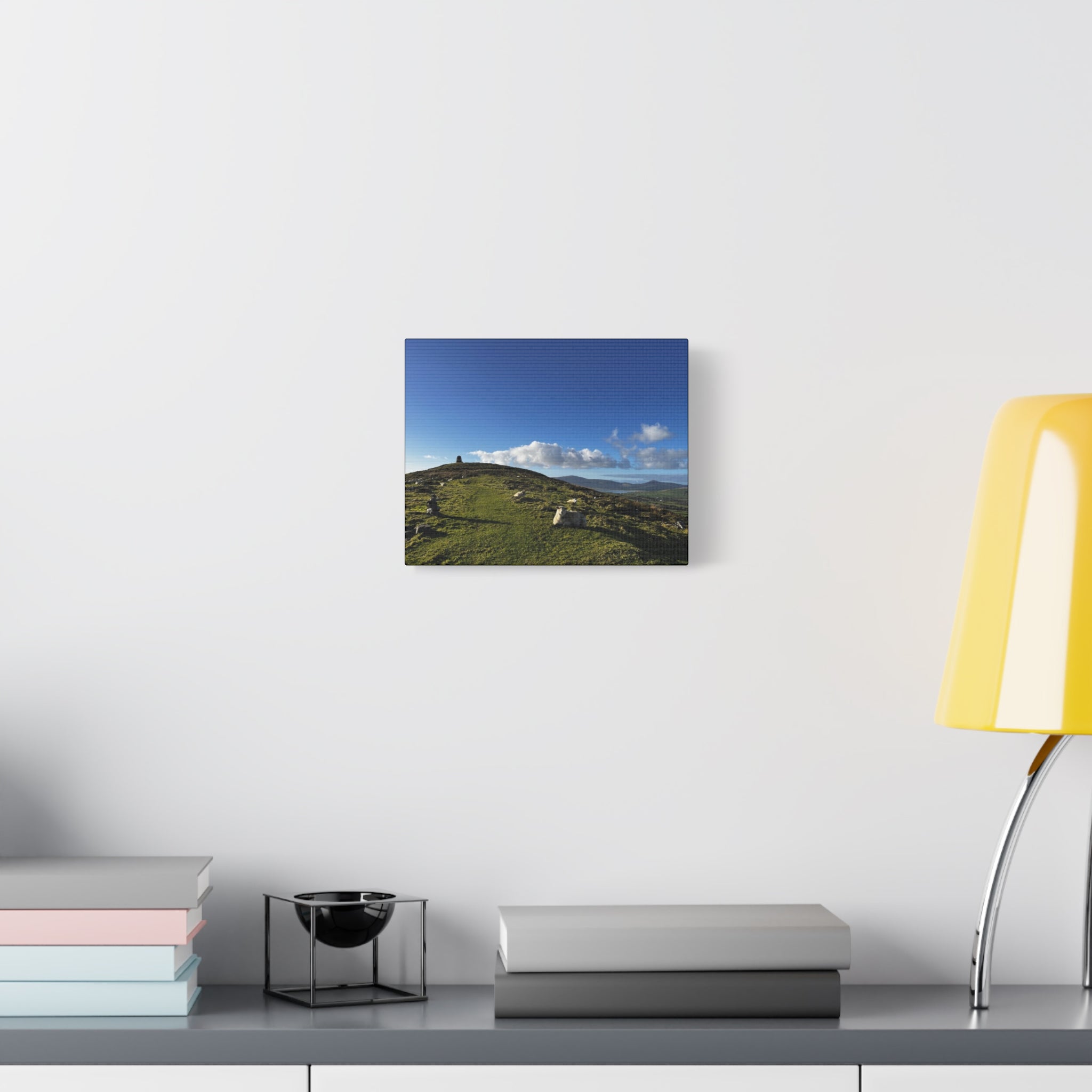 Sheep Lookout Canvas Print – Rolling Green Hills with Blue Sky