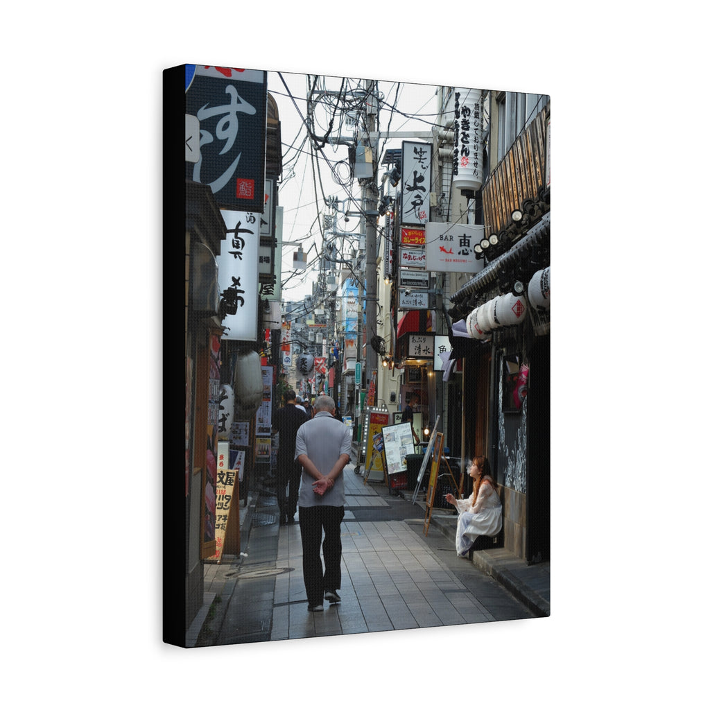 Osaka Alley Street Scene Matte Canvas – Stretched Urban Japan Wall Art