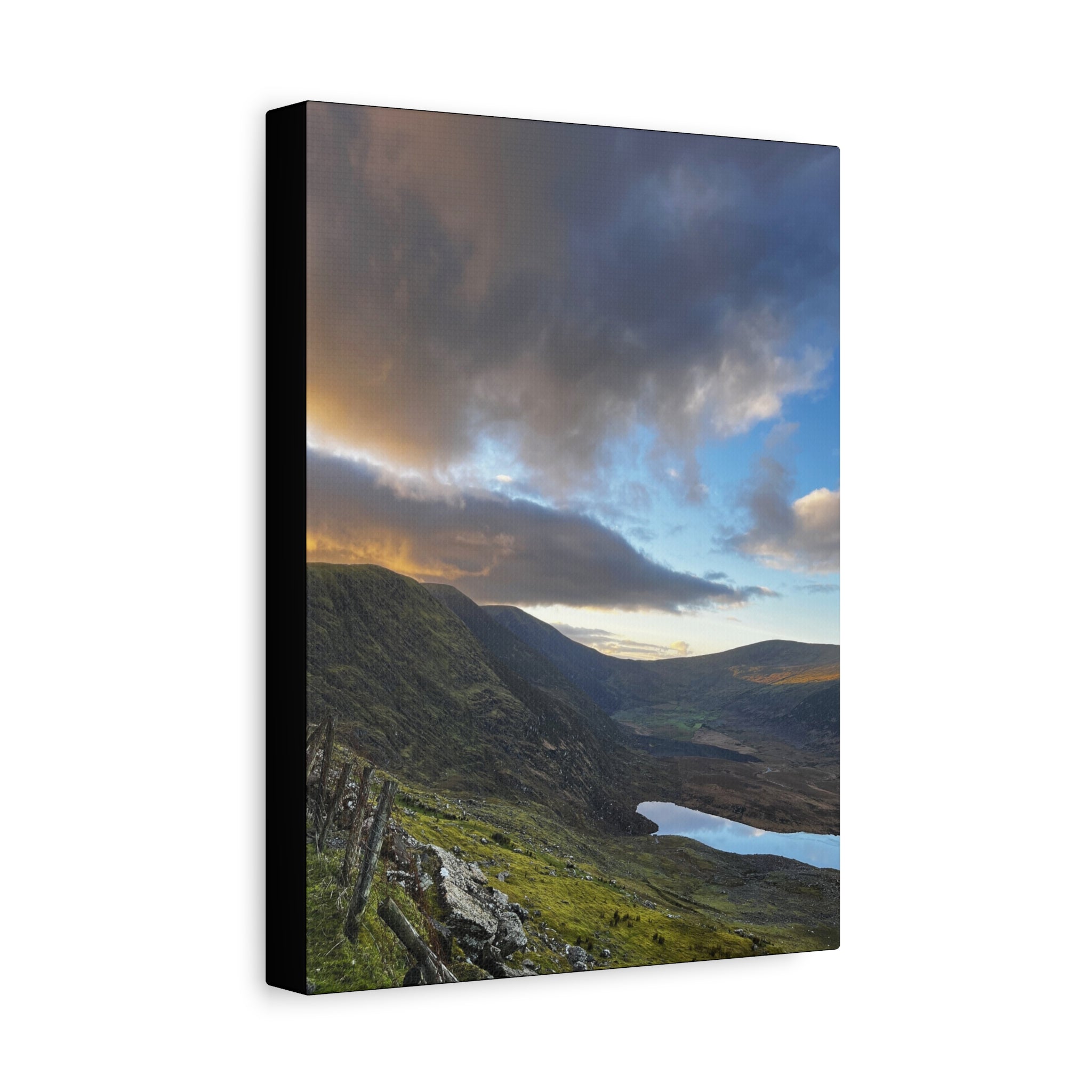 Rocky Irish Hills Canvas – Dramatic Mountain Valley Sunset Wall Art
