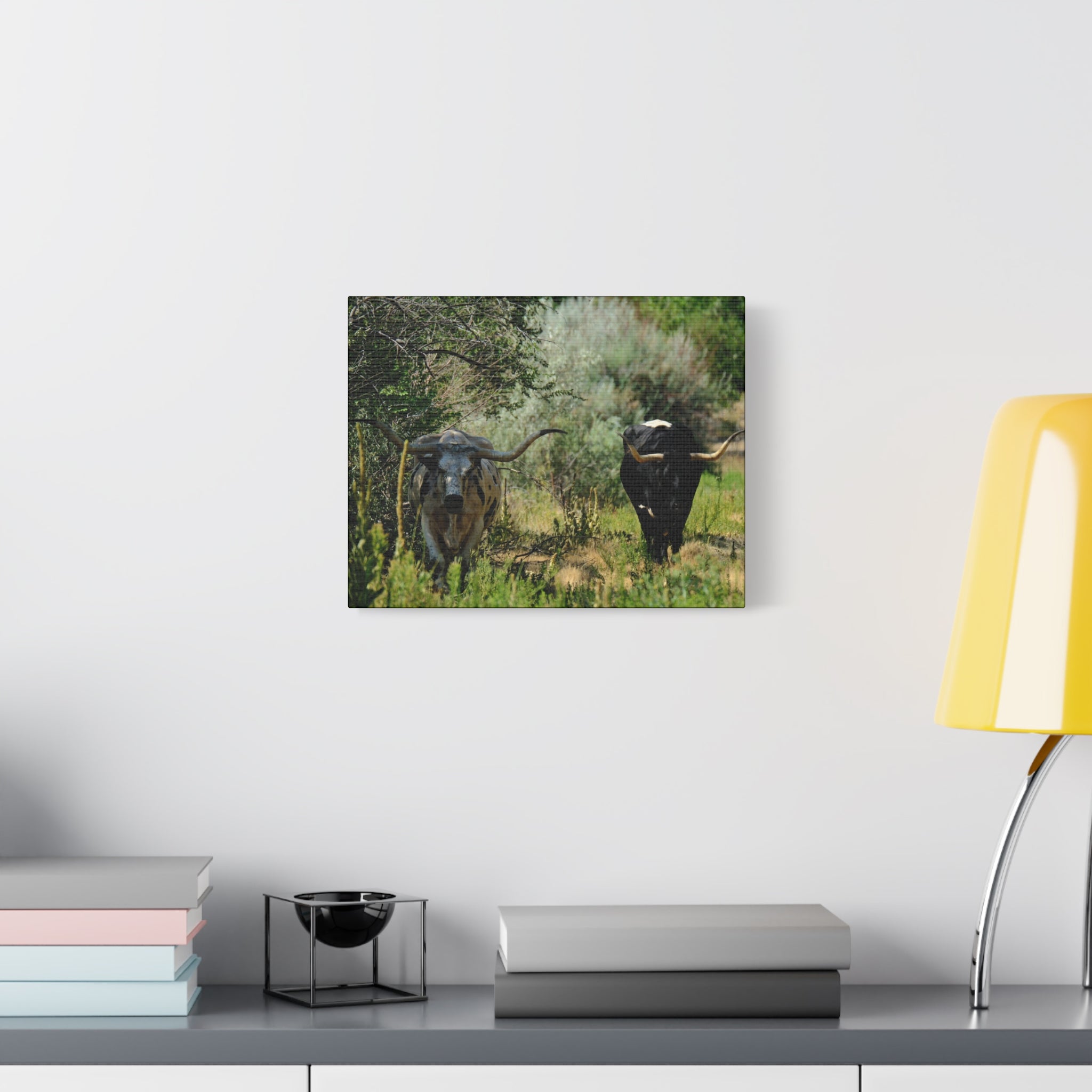 Long Horns on a Stroll - Matte Canvas, Stretched, 1.25"