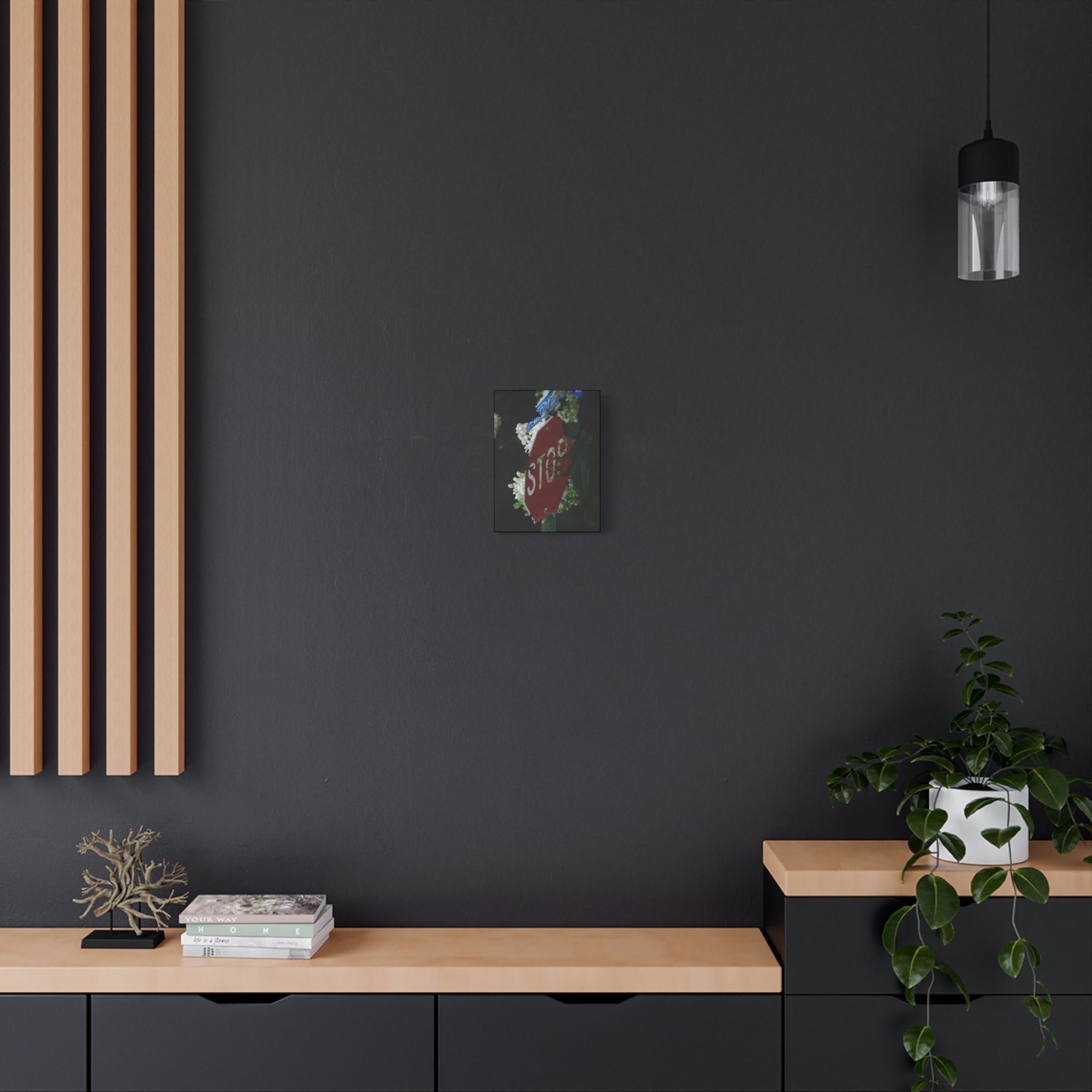 Stop Sign Floral Canvas Print — Matte Stretched Wall Art