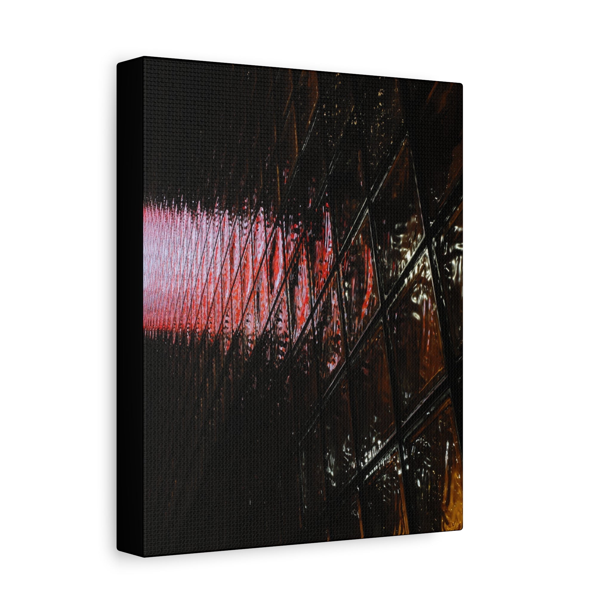 Abstract Reflection Matte Canvas Wall Art — Pink Neon Grid