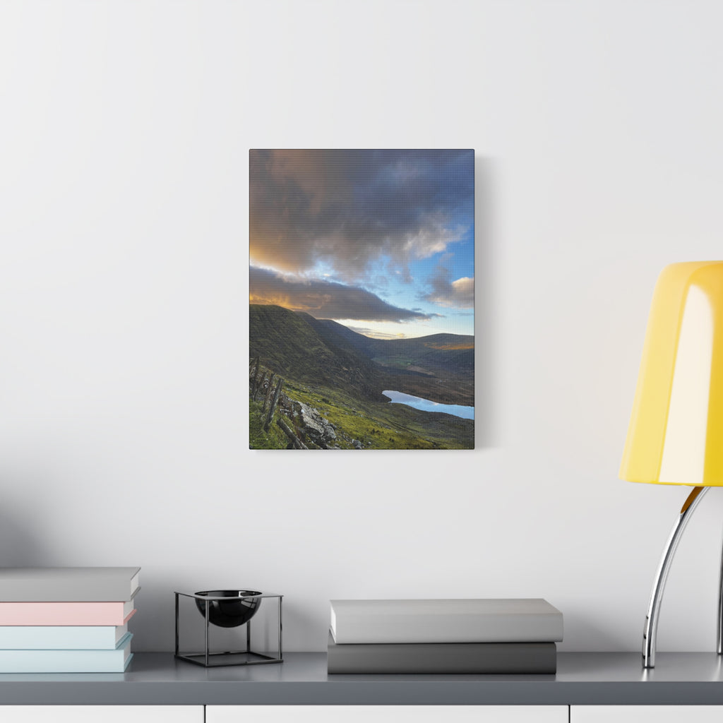 Rocky Irish Hills Canvas – Dramatic Mountain Valley Sunset Wall Art