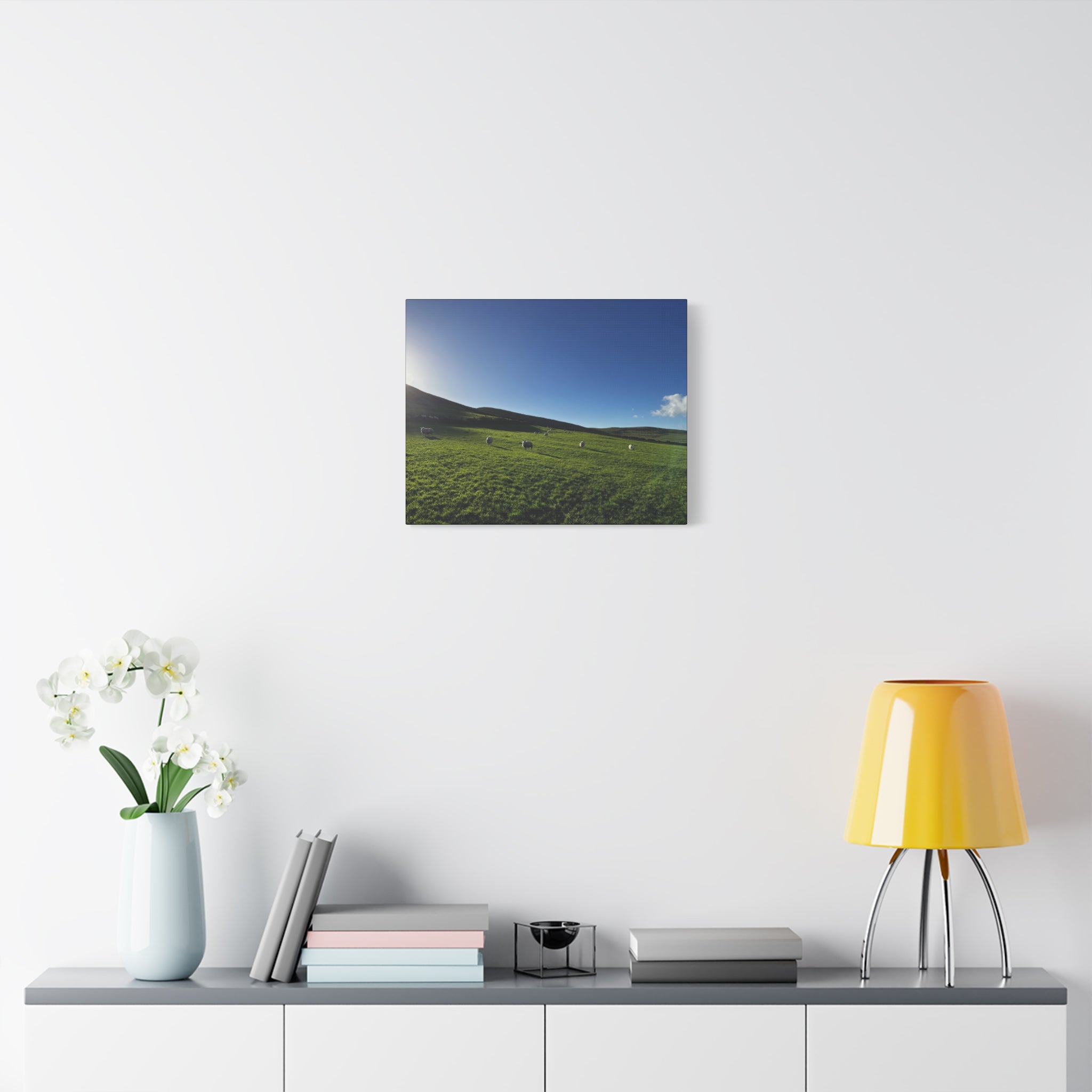 Irish sheep Pasture Canvas Print — Sheep Landscape Matte Stretched Wall Art