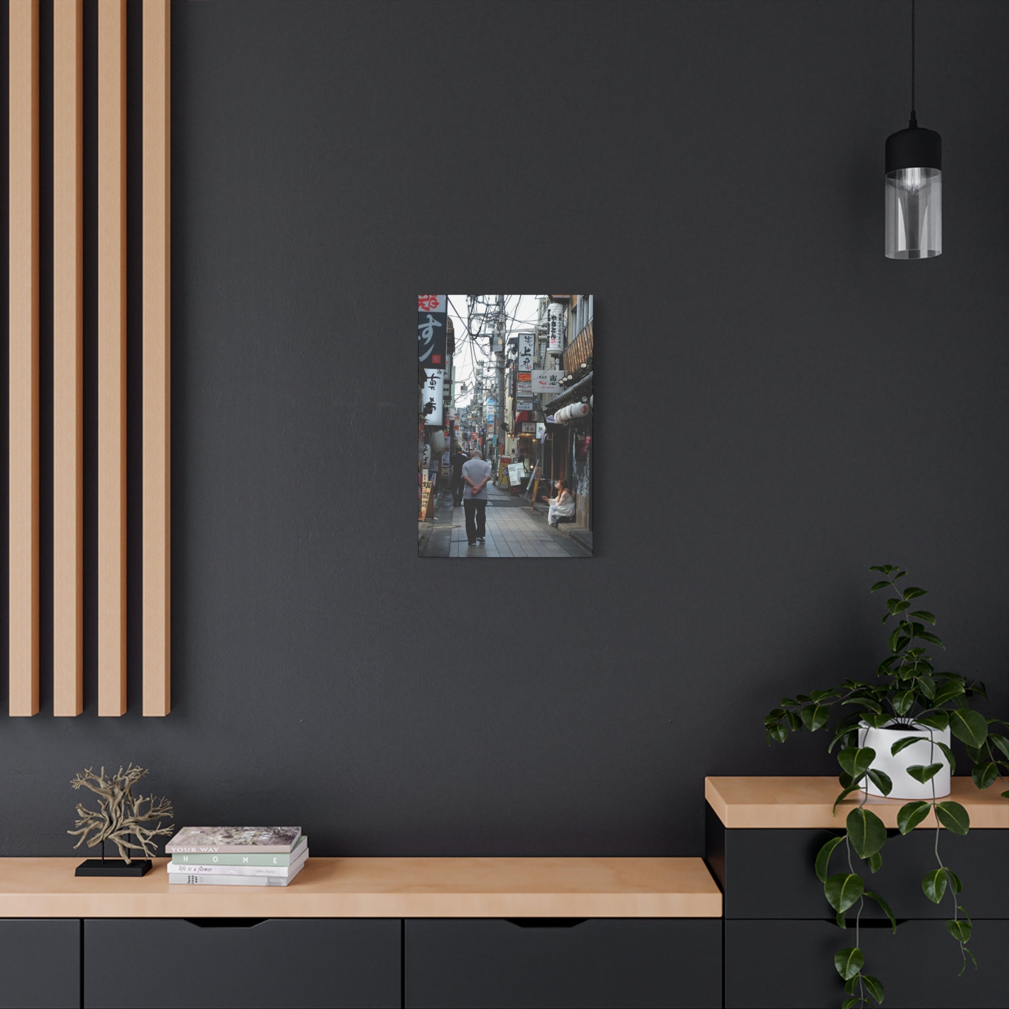 Osaka Alley Street Scene Matte Canvas – Stretched Urban Japan Wall Art