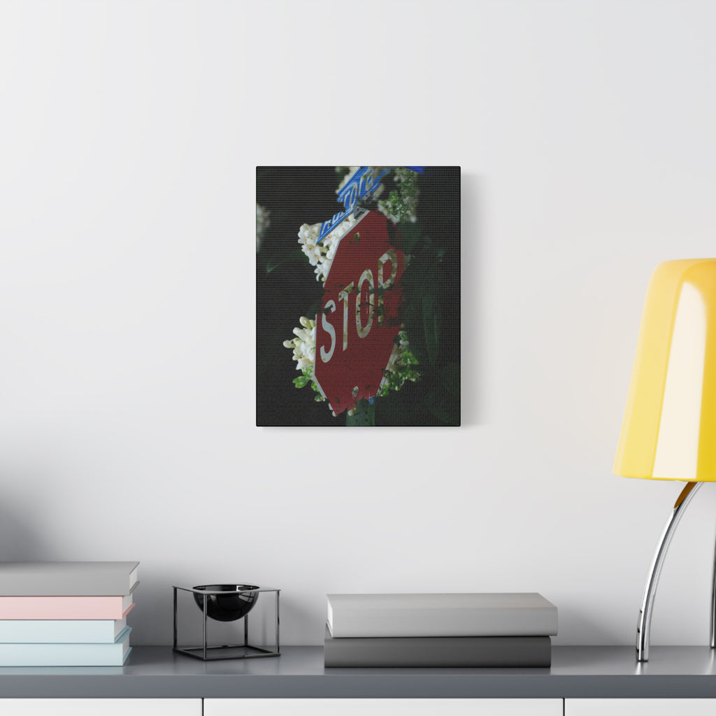 Stop Sign Floral Canvas Print — Matte Stretched Wall Art