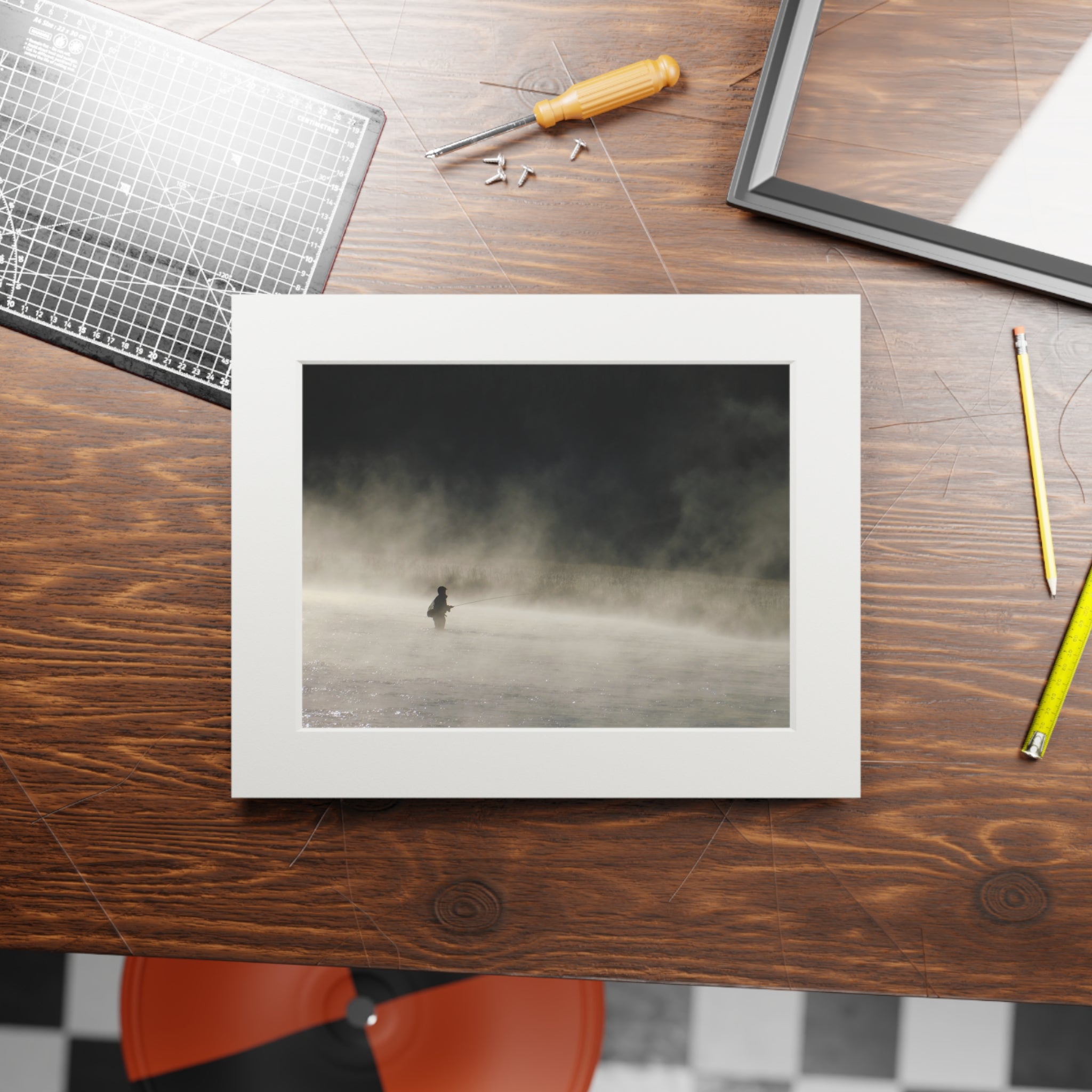 Fine Art Print — Misty Lake Solitude (Passepartout Paper Frame)