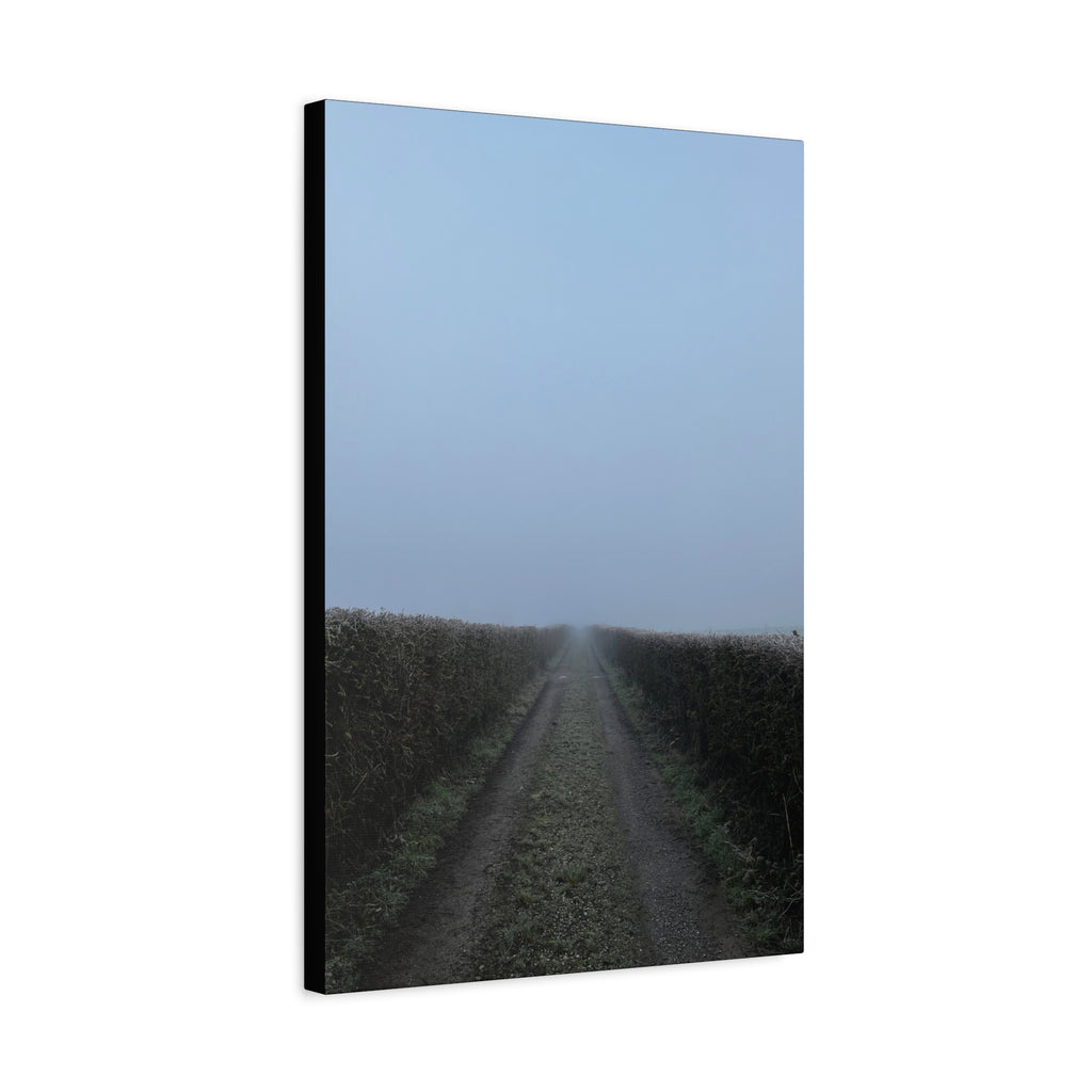 Foggy Country Lane Matte Canvas Wall Art — Stretched 1.25"
