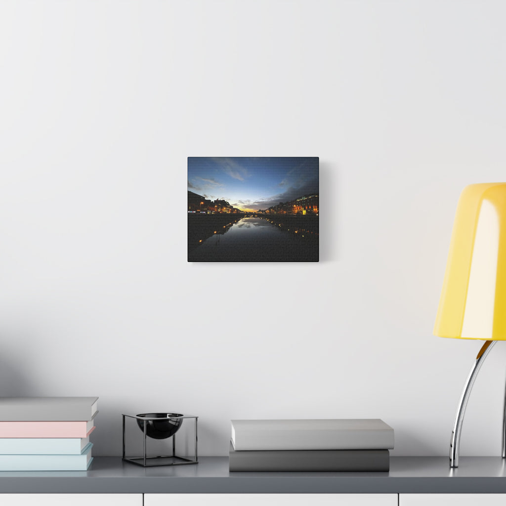 Dublin River Liffey Sunset Matte Canvas Print — Stretched Wall Art