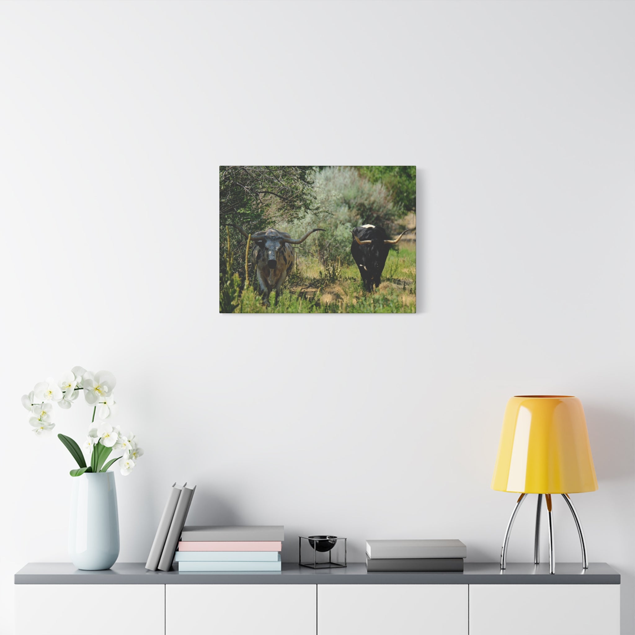 Long Horns on a Stroll - Matte Canvas, Stretched, 1.25"