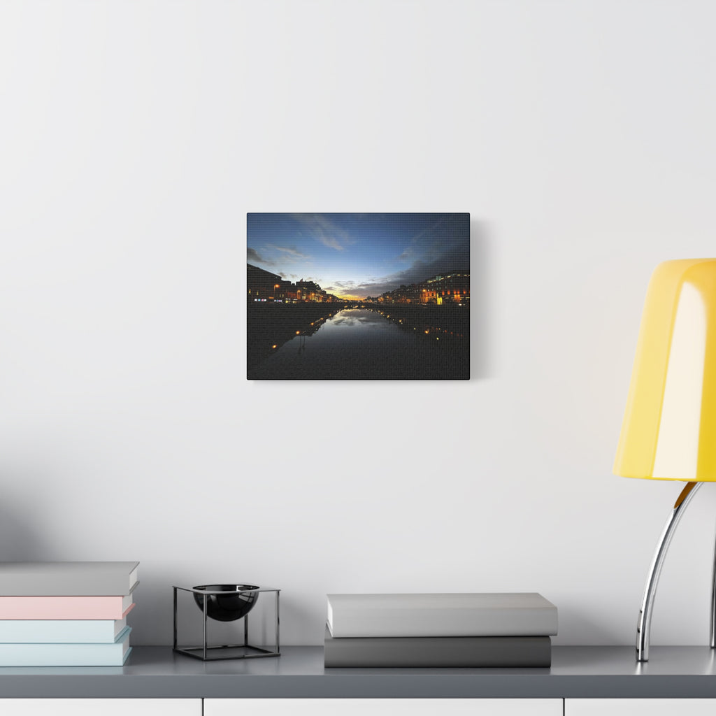 Dublin River Liffey Sunset Matte Canvas Print — Stretched Wall Art