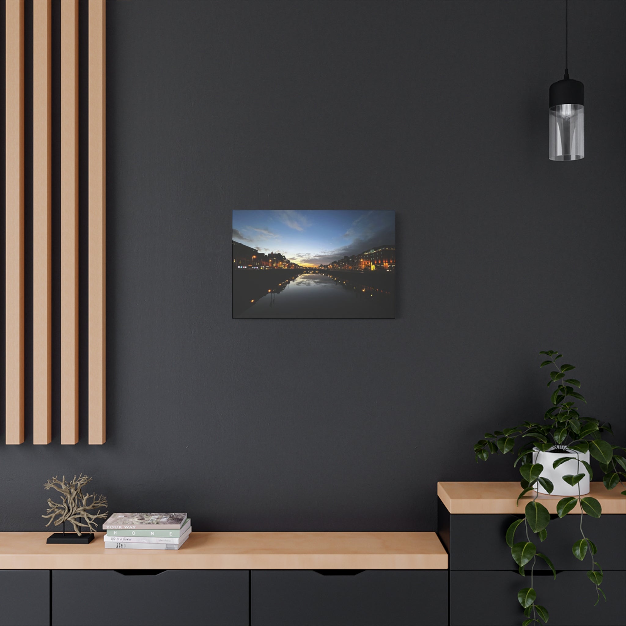 Dublin River Liffey Sunset Matte Canvas Print — Stretched Wall Art