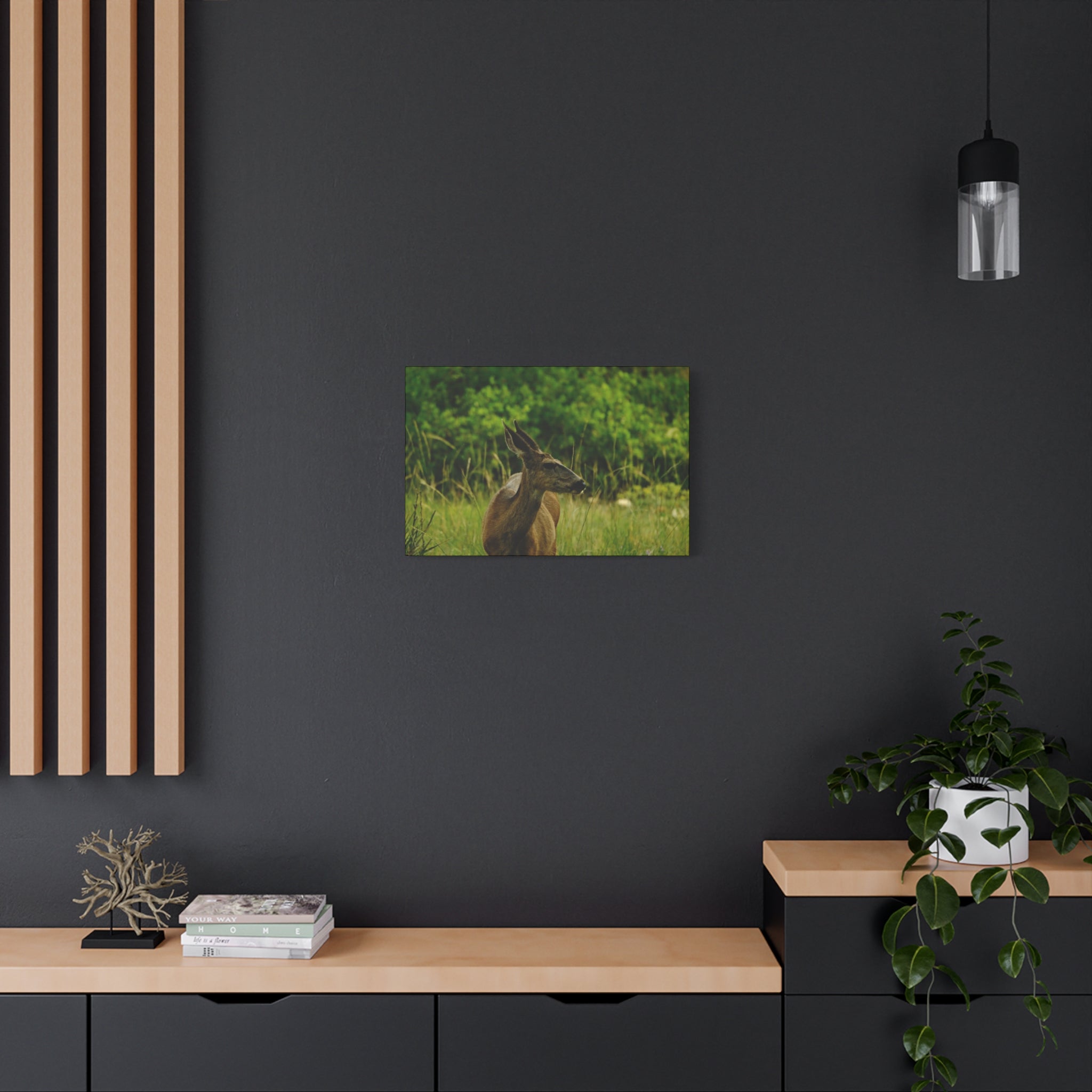 Doe in Meadow Matte Stretched Canvas (1.25") — Wildlife Wall Art