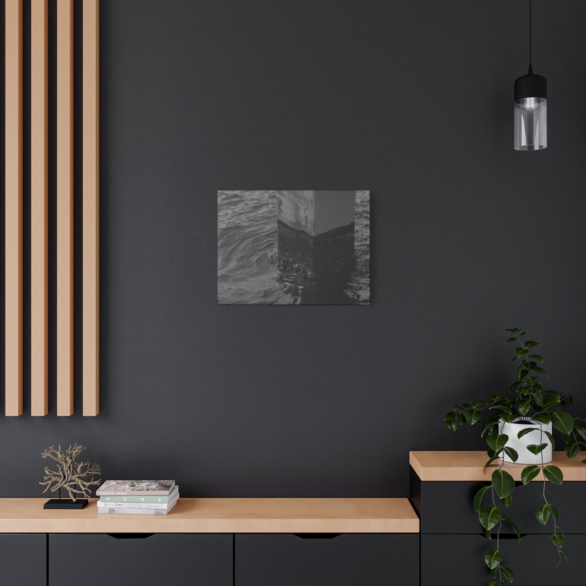 Black & White Pier Pillar Canvas - Matte Stretched Wall Art