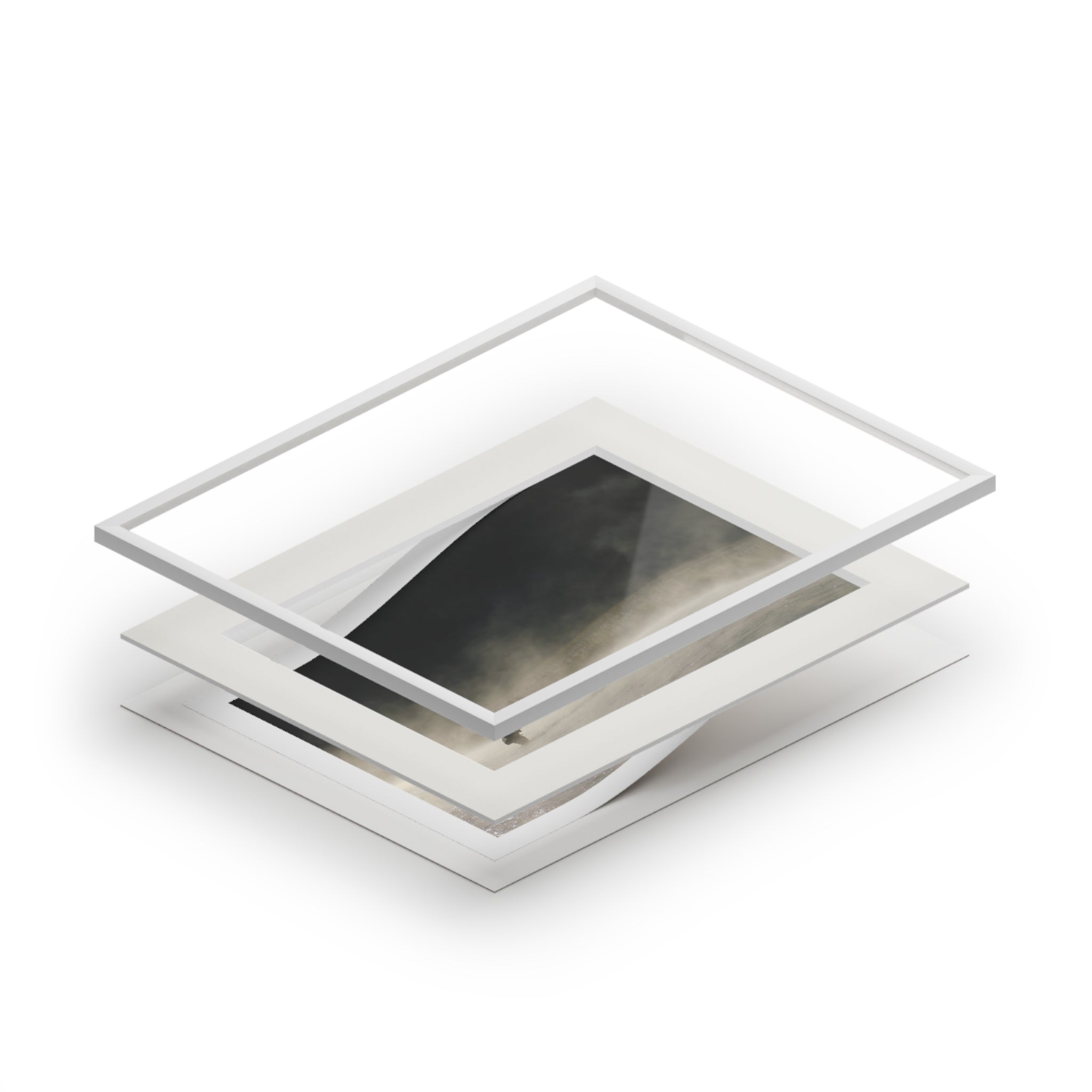 Fine Art Print — Misty Lake Solitude (Passepartout Paper Frame)