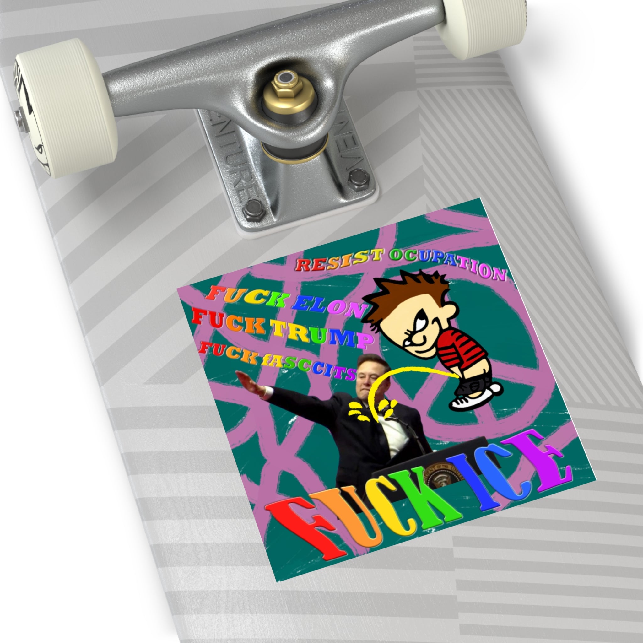 Societal Commentary Square Vinyl Sticker — Pro Human Rights Design