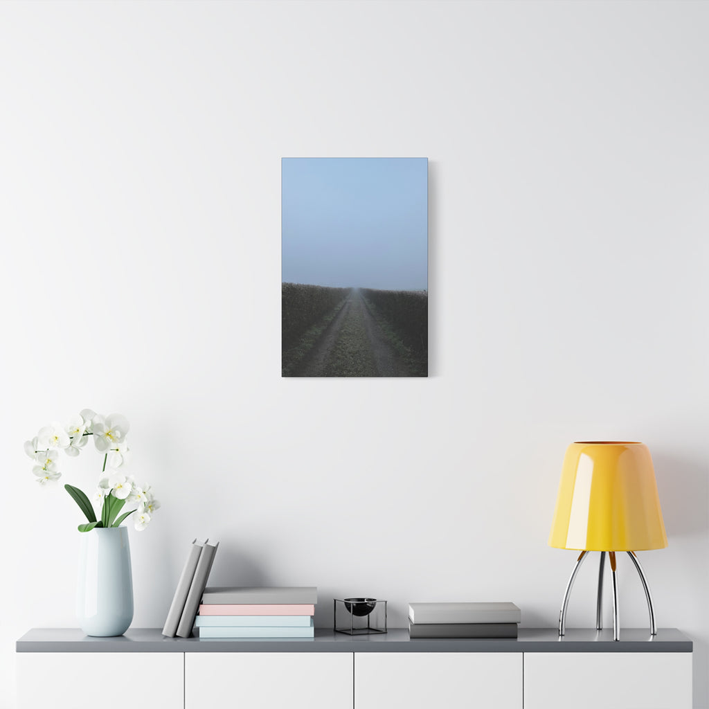 Foggy Country Lane Matte Canvas Wall Art — Stretched 1.25"