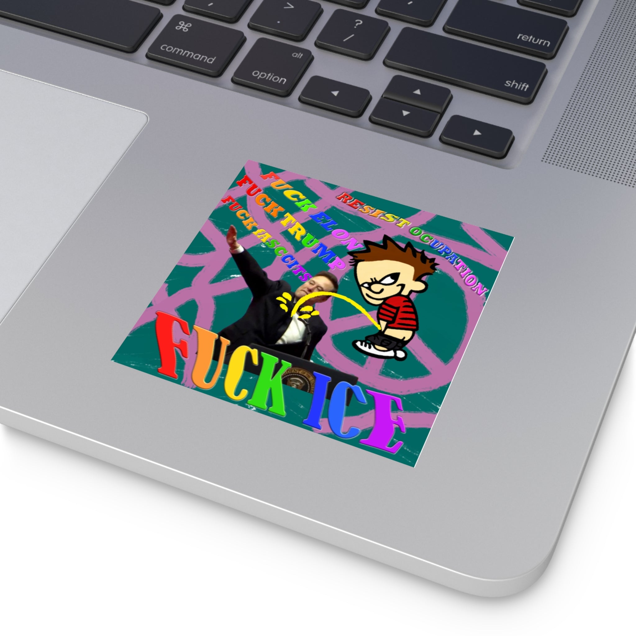 Societal Commentary Square Vinyl Sticker — Pro Human Rights Design