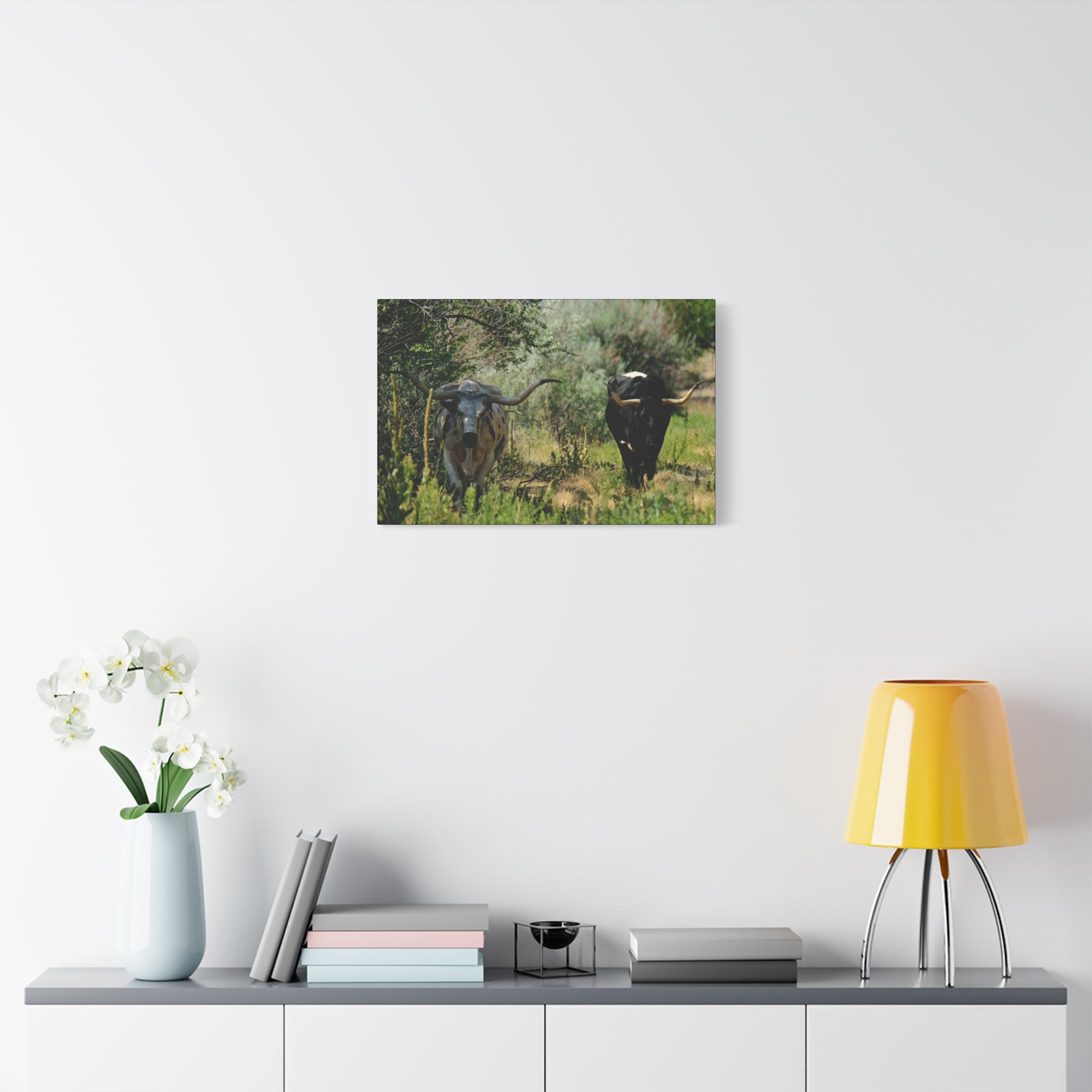 Long Horns on a Stroll - Matte Canvas, Stretched, 1.25"