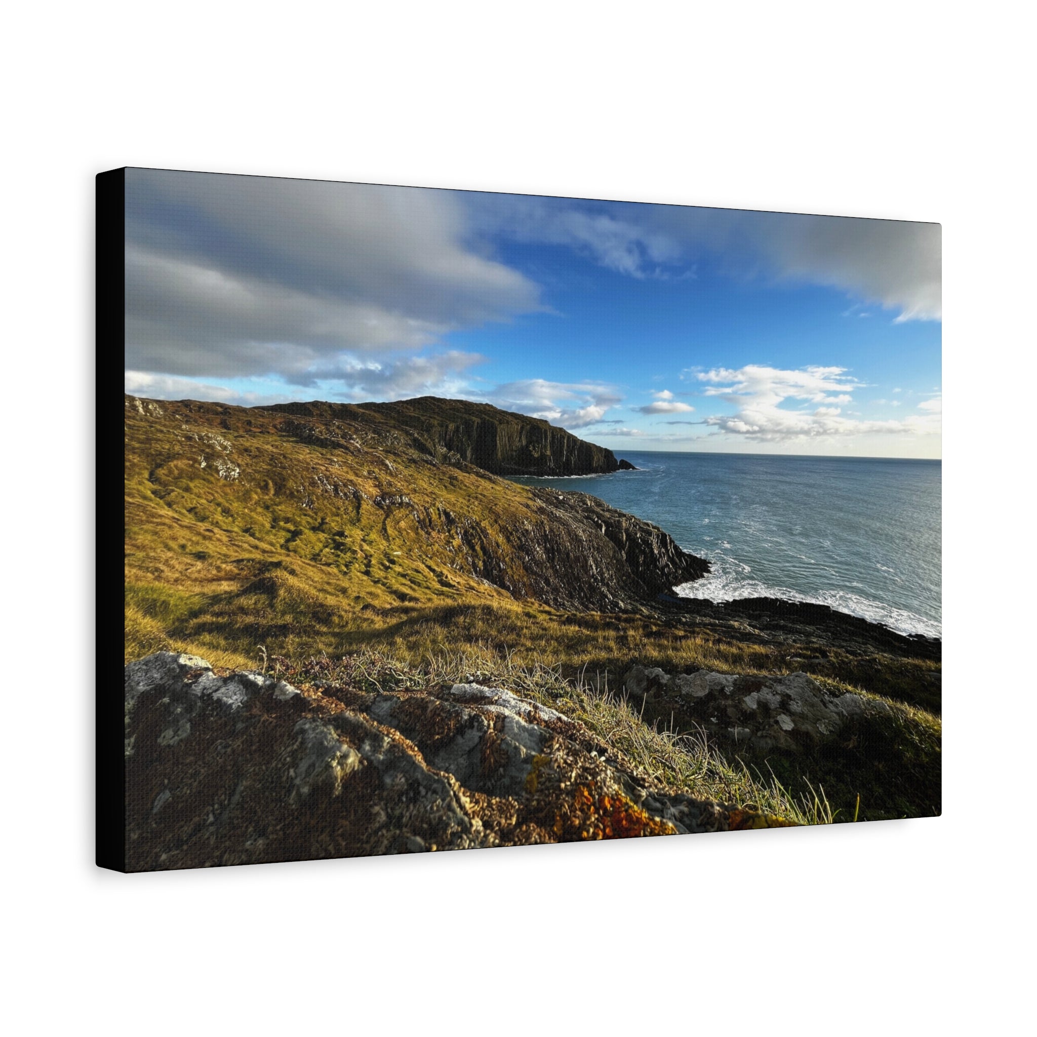 Emerald Isle Coastal Cliff Canvas Print – Seaside Landscape Matte Stretched Wall Art